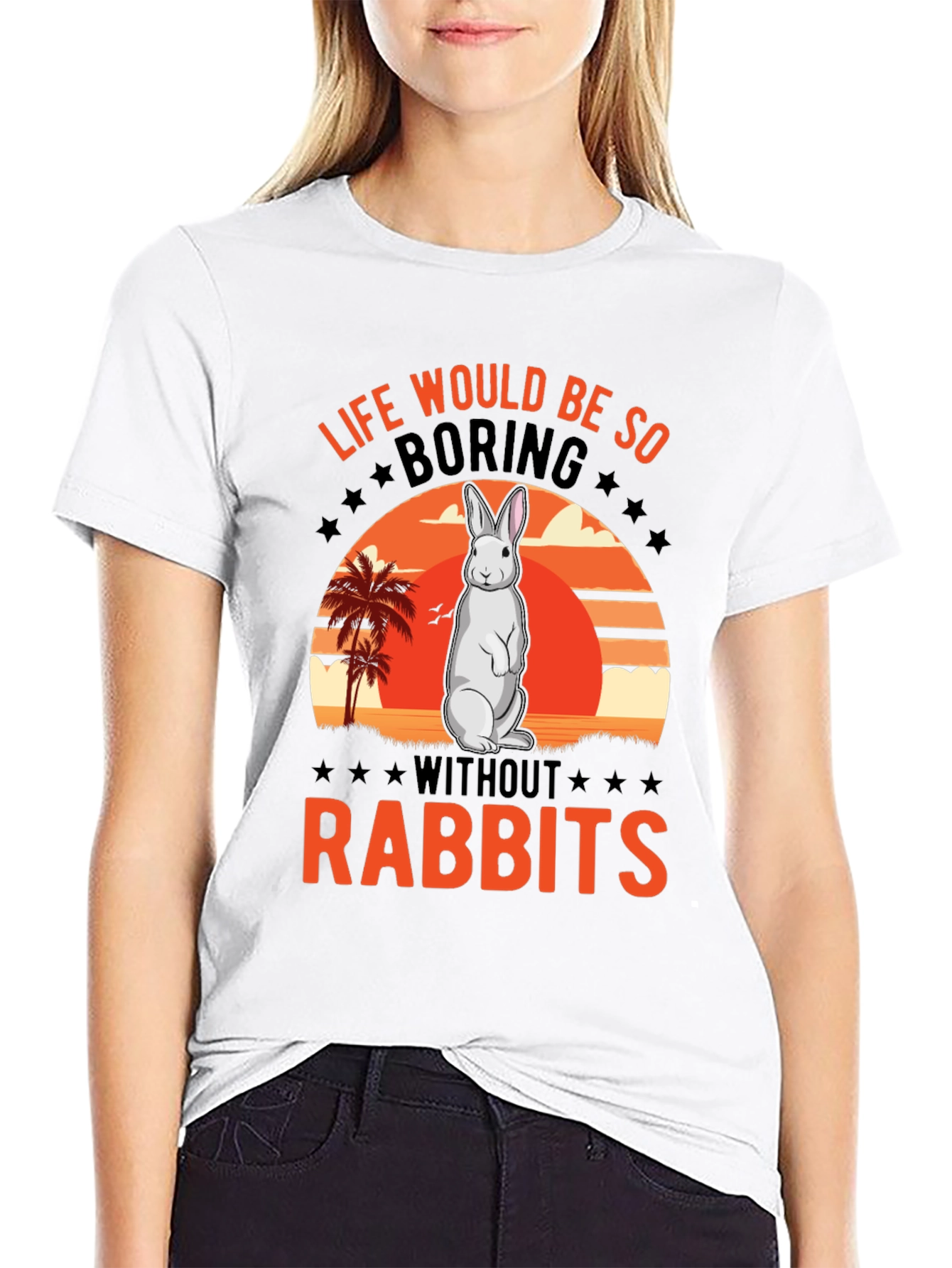 Black Rabbit Lover T-Shirt - Life Would Be So Boring view 9
