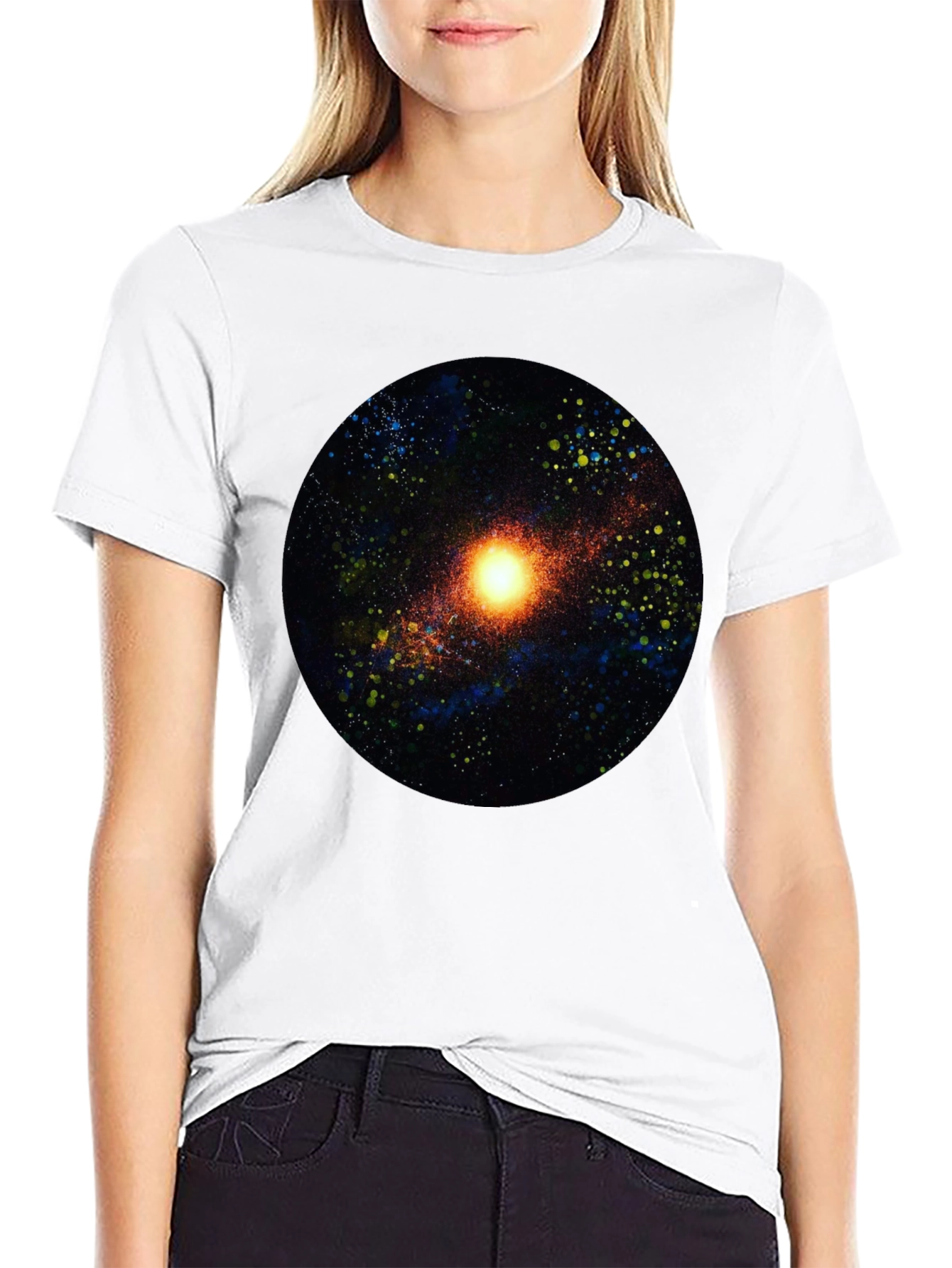 Black Galaxy Print Black T-Shirt view 9