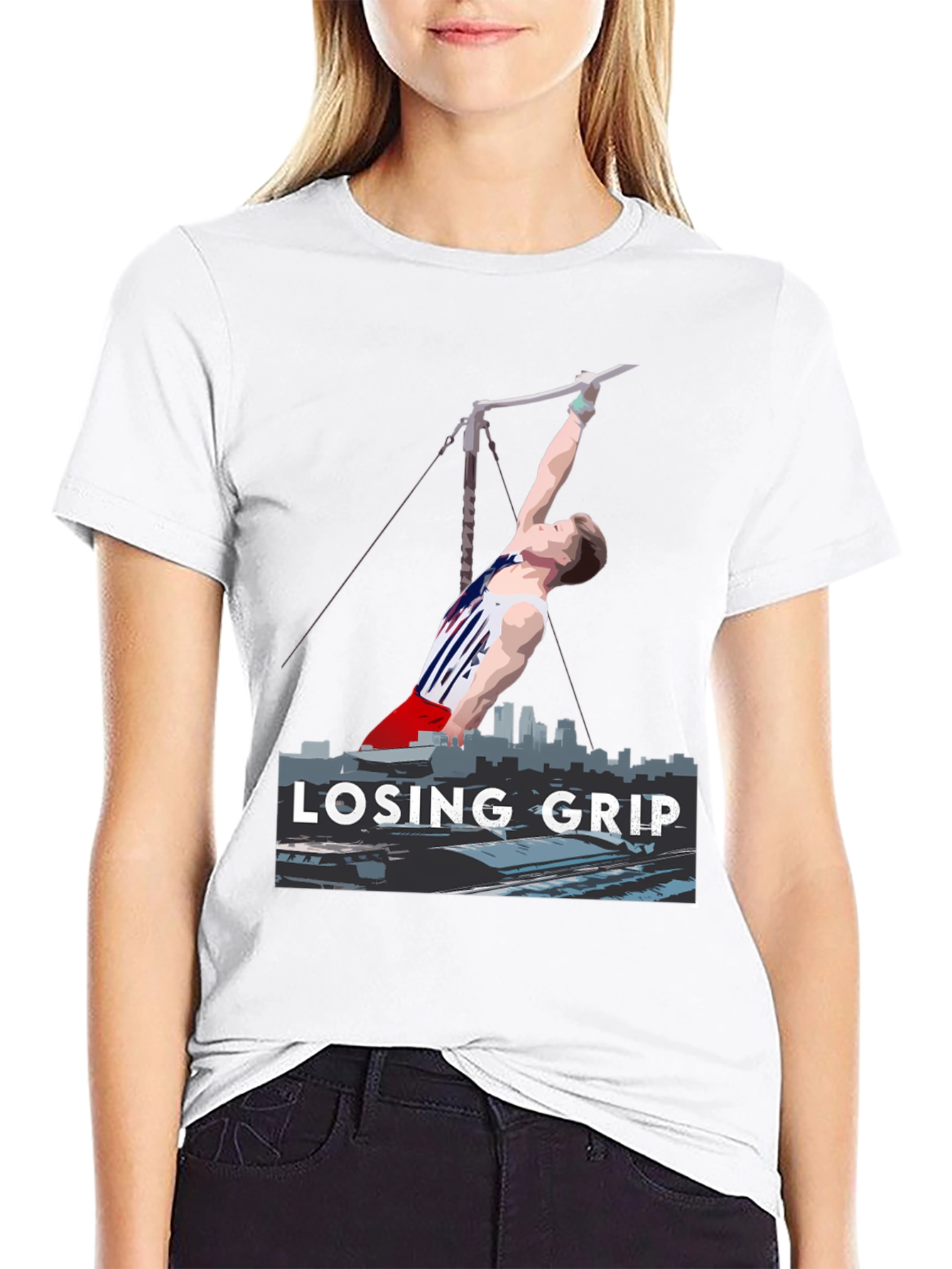 Black Losing Grip Gymnast Graphic T-Shirt view 9