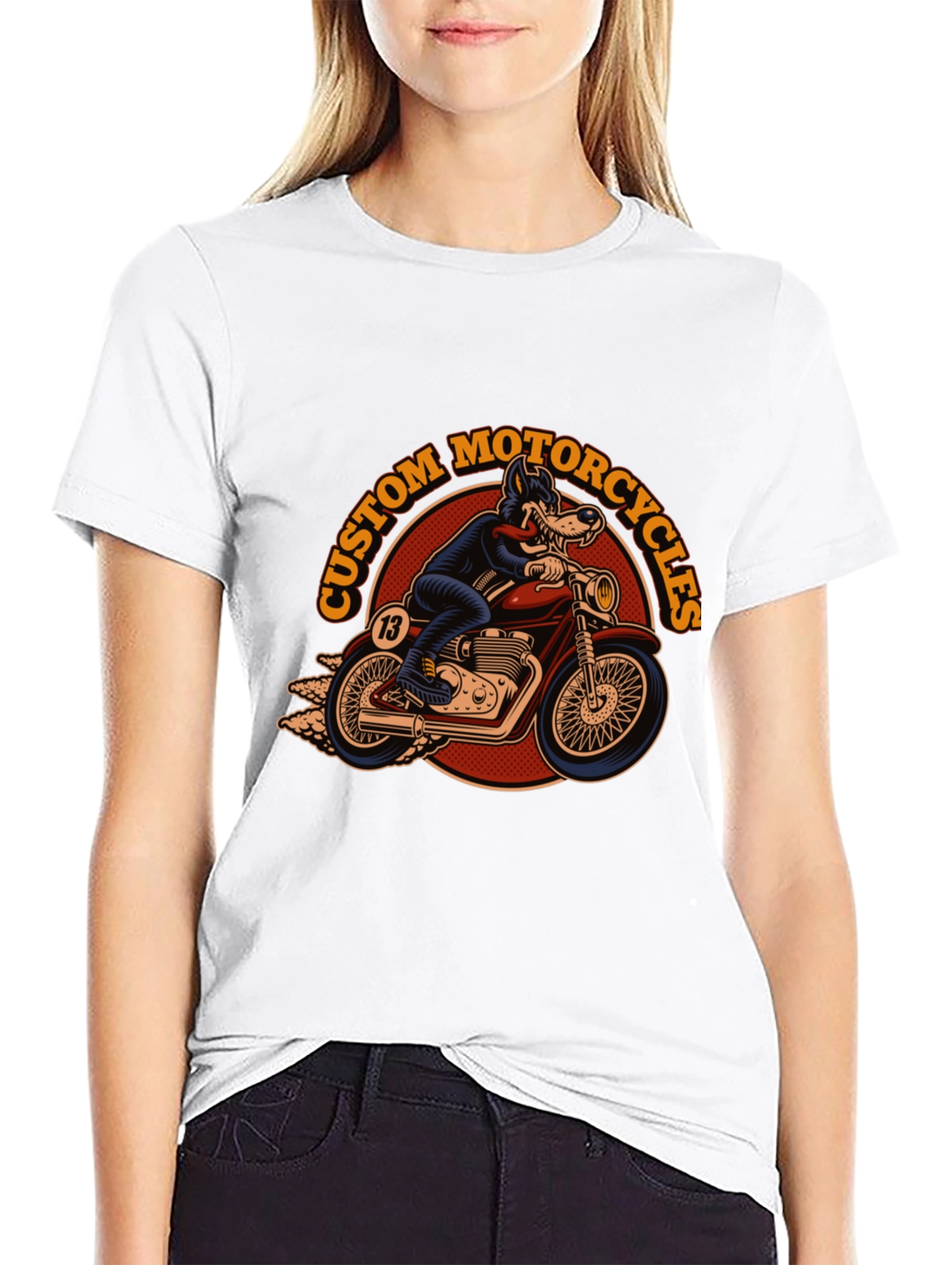 Custom Motorcycles Wolf Rider Black T-Shirt - 9
