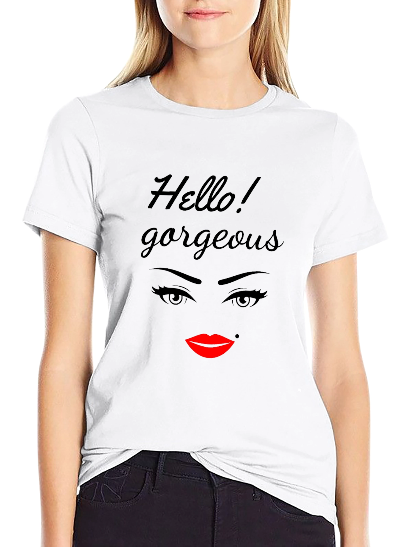 Black Hello Gorgeous Graphic T-Shirt - Black view 9