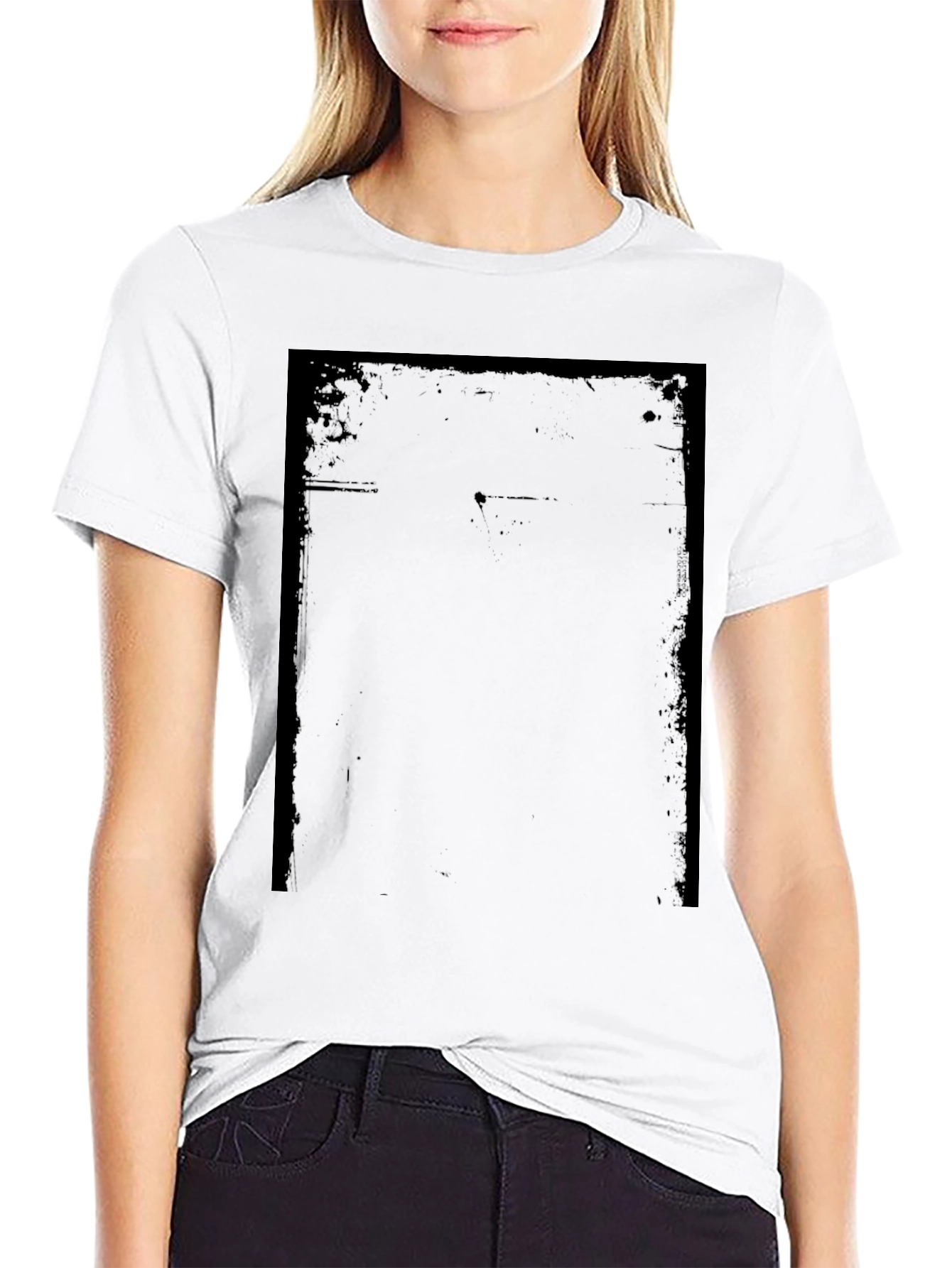 Black Men's Black Graphic Tee - Distressed Frame Design view 9