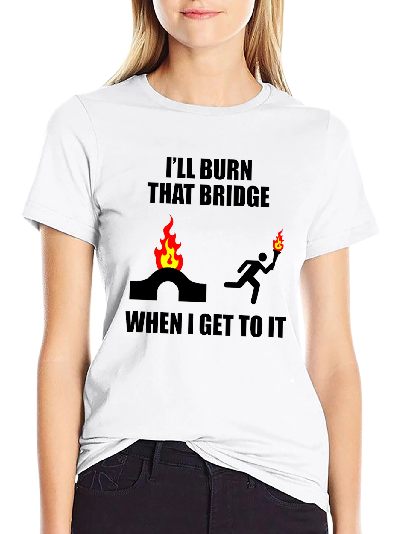 Black Burn That Bridge T-Shirt Funny Slogan Tee view 9
