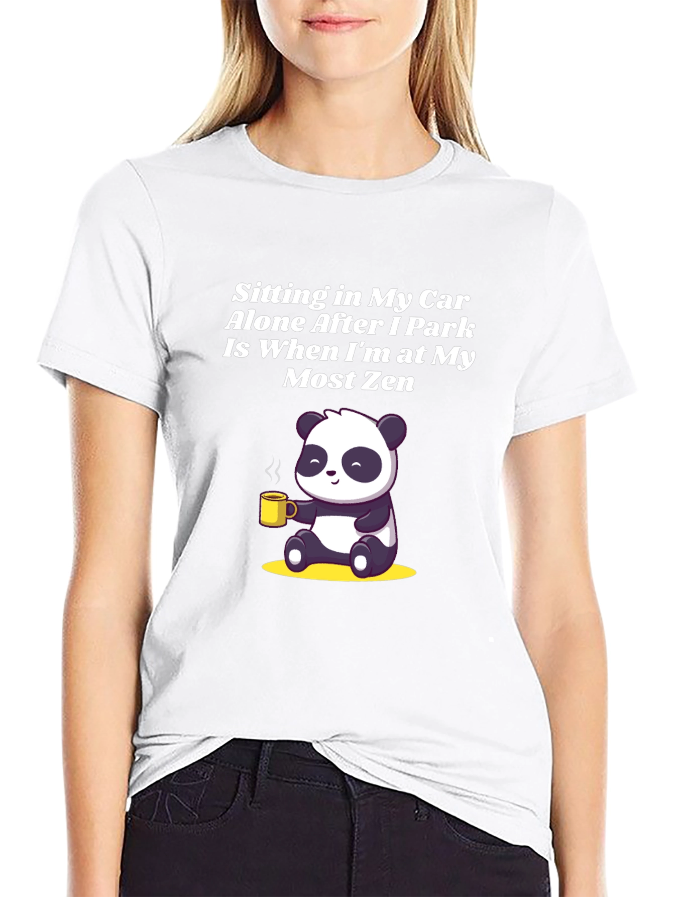 Black Zen Panda T-Shirt - Sitting in My Car view 9