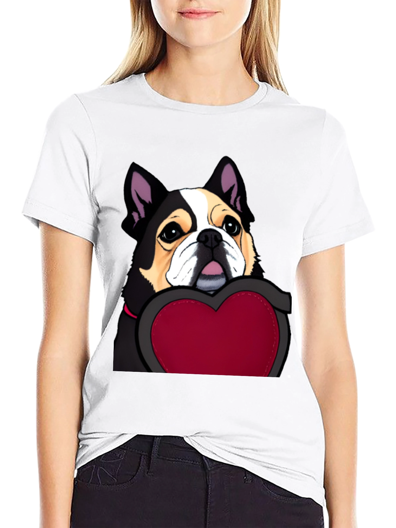 Black Dog with Heart Graphic Tee view 9