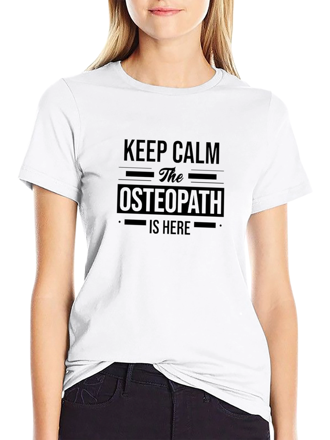 Black Keep Calm Osteopath T-Shirt - Black Cotton Tee view 9