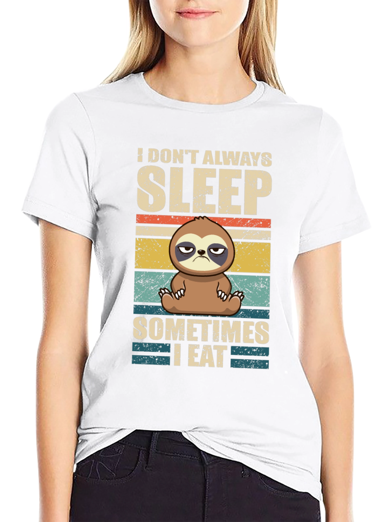 Black Funny Sloth T-Shirt - I Don't Always Sleep view 9