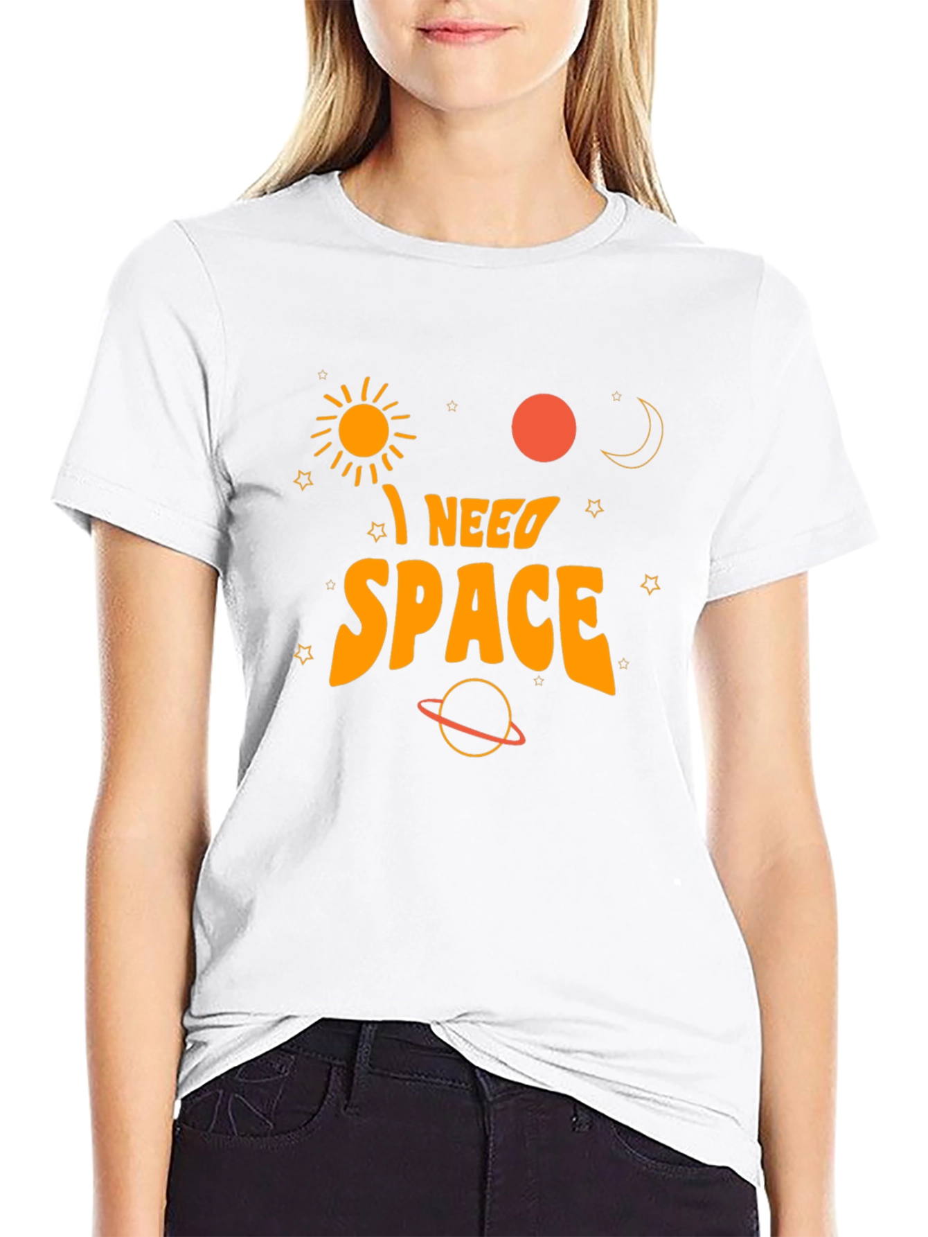 Black I Need Space Graphic Tee - Black Cotton T-Shirt view 9