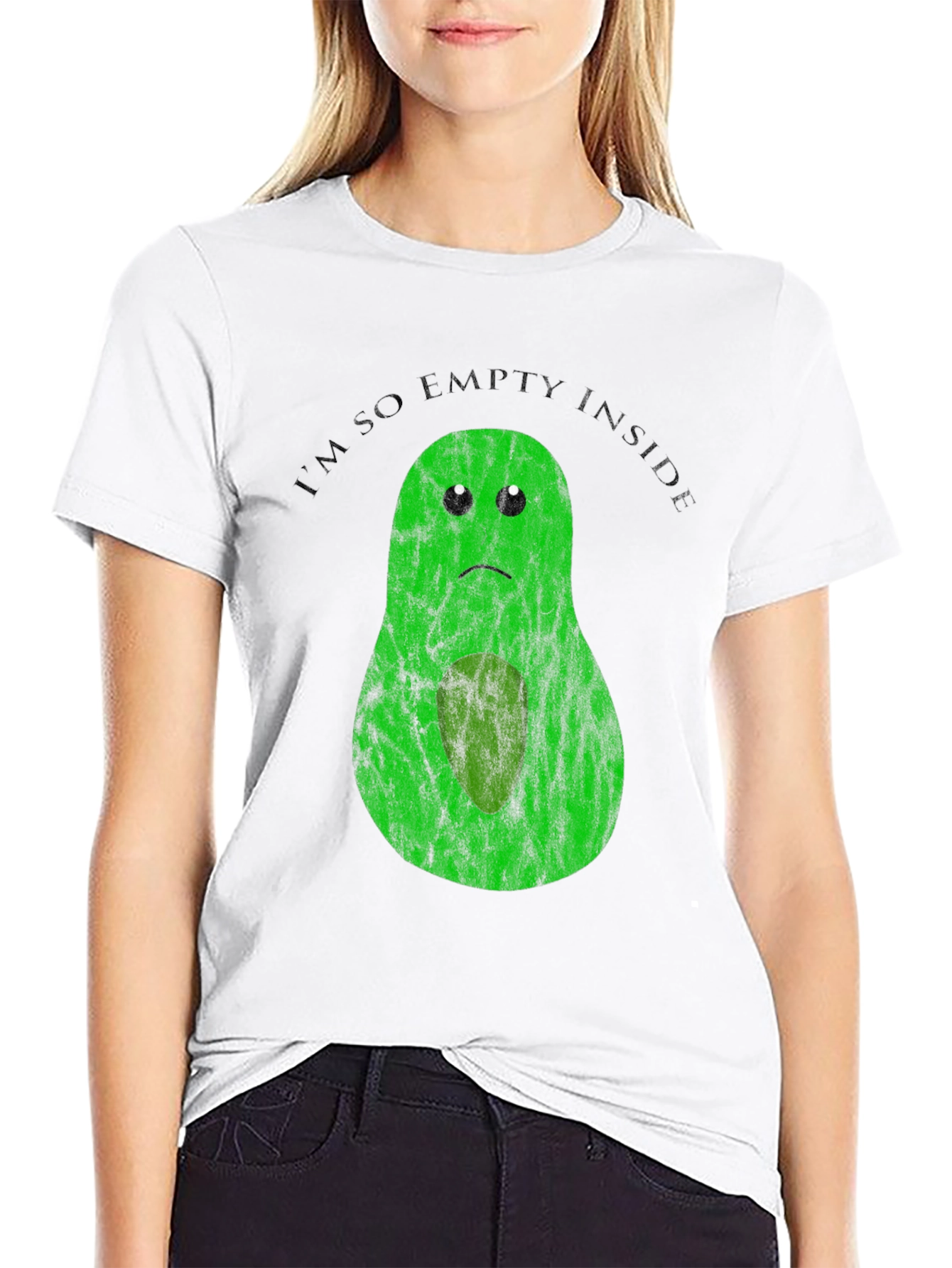 Black Sad Avocado T-Shirt - Empty Inside Graphic Tee view 9