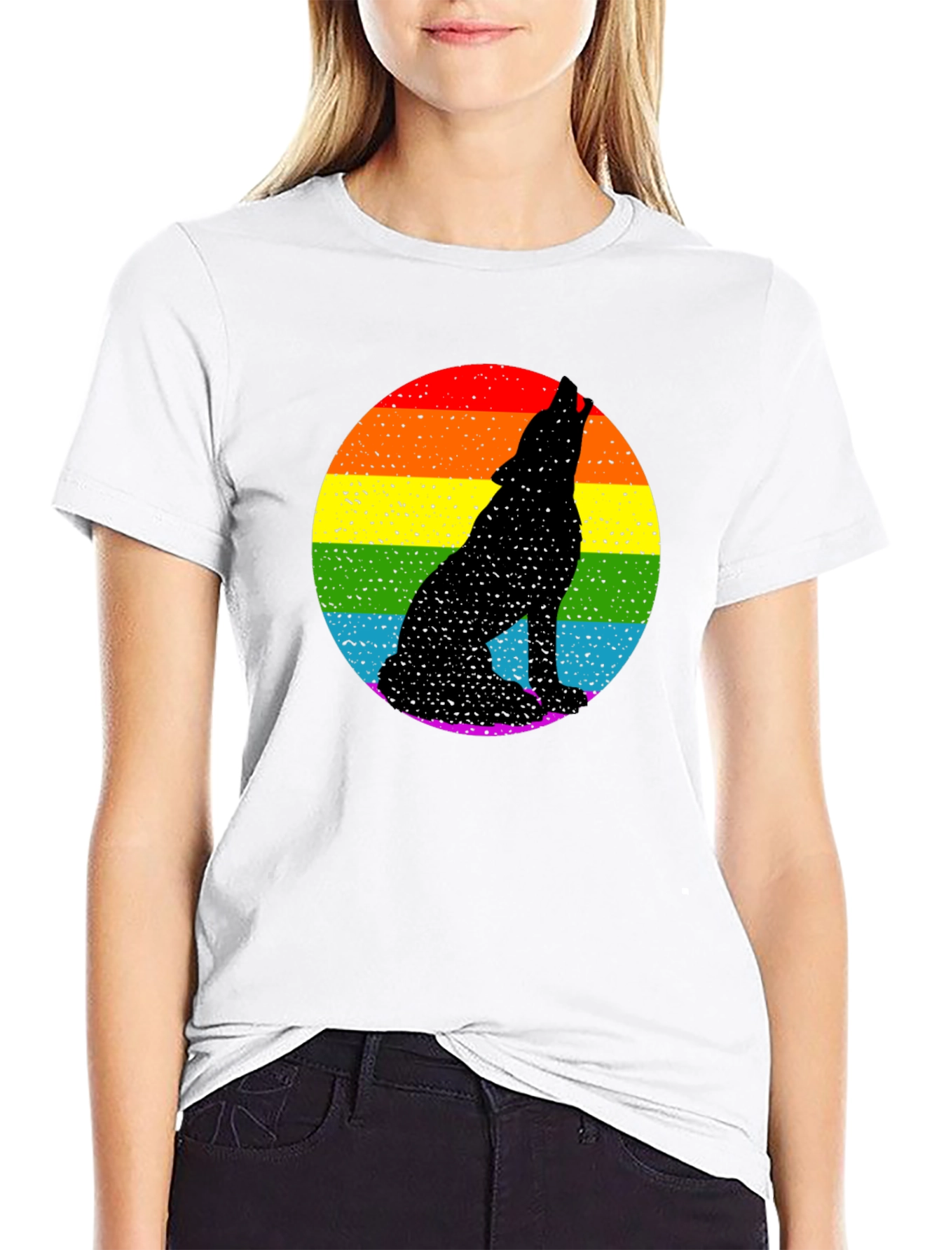 Black Rainbow Wolf Graphic Tee - Black Pride T-Shirt view 9