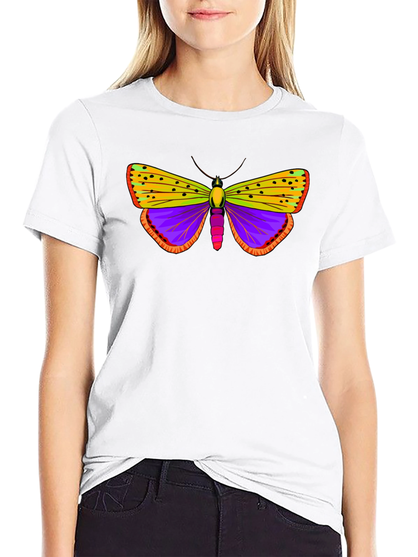 Black Butterfly Graphic Print Black T-Shirt view 9