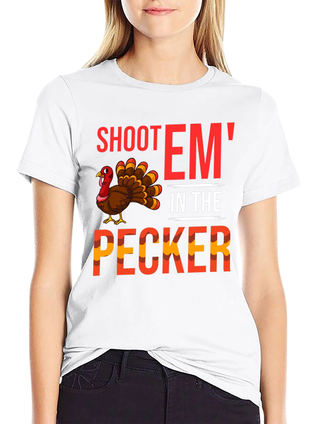 Black Shoot 'Em In The Pecker Turkey Graphic Tee view 9