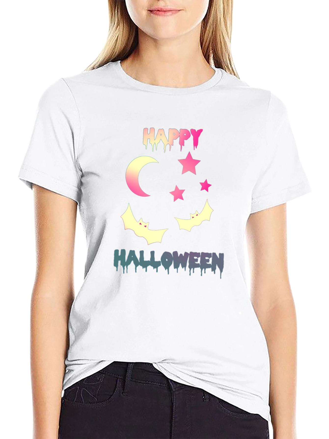 Black Happy Halloween Graphic T-Shirt view 9