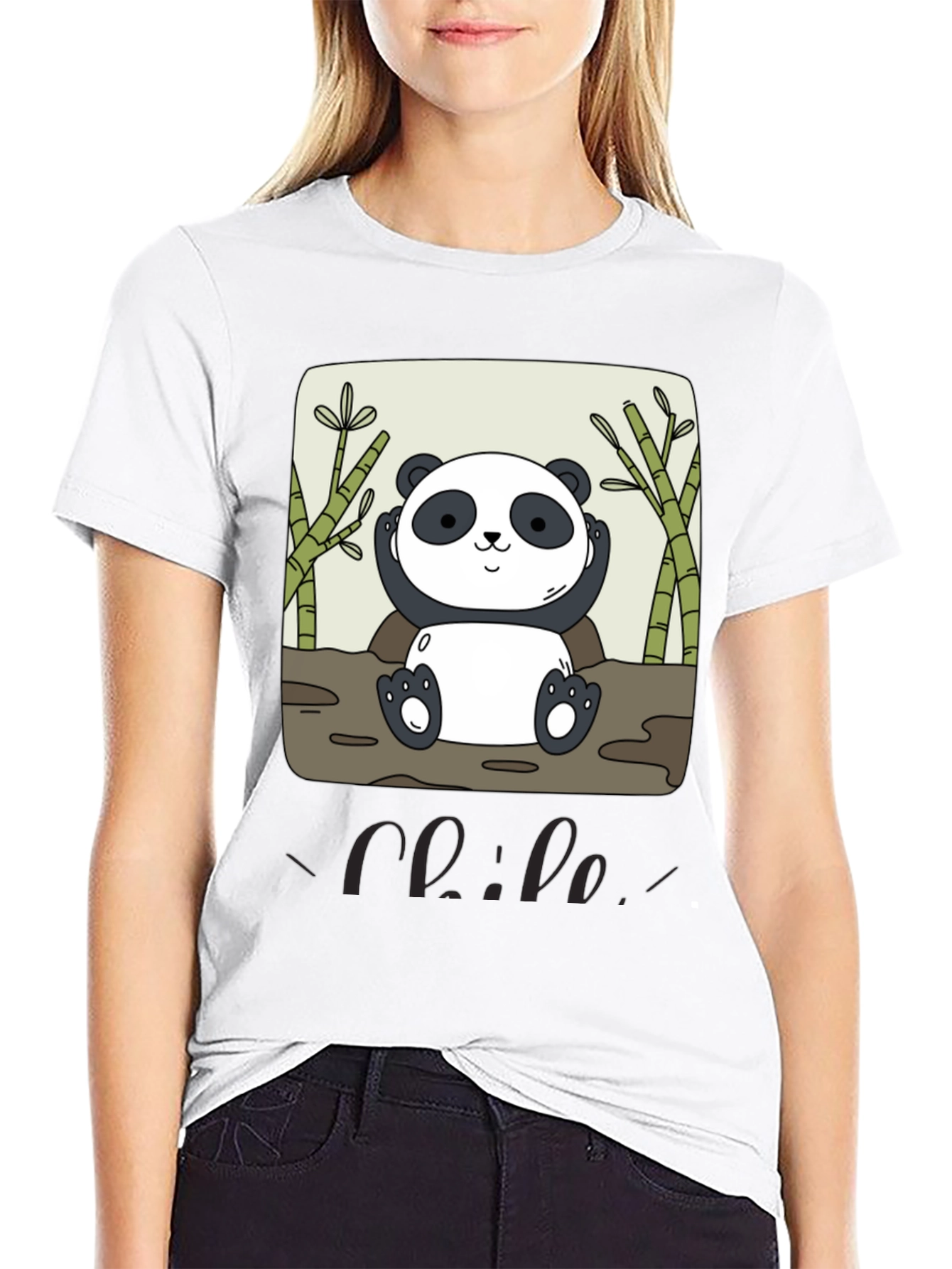 Black Panda Graphic Print T-Shirt - Casual Style view 9