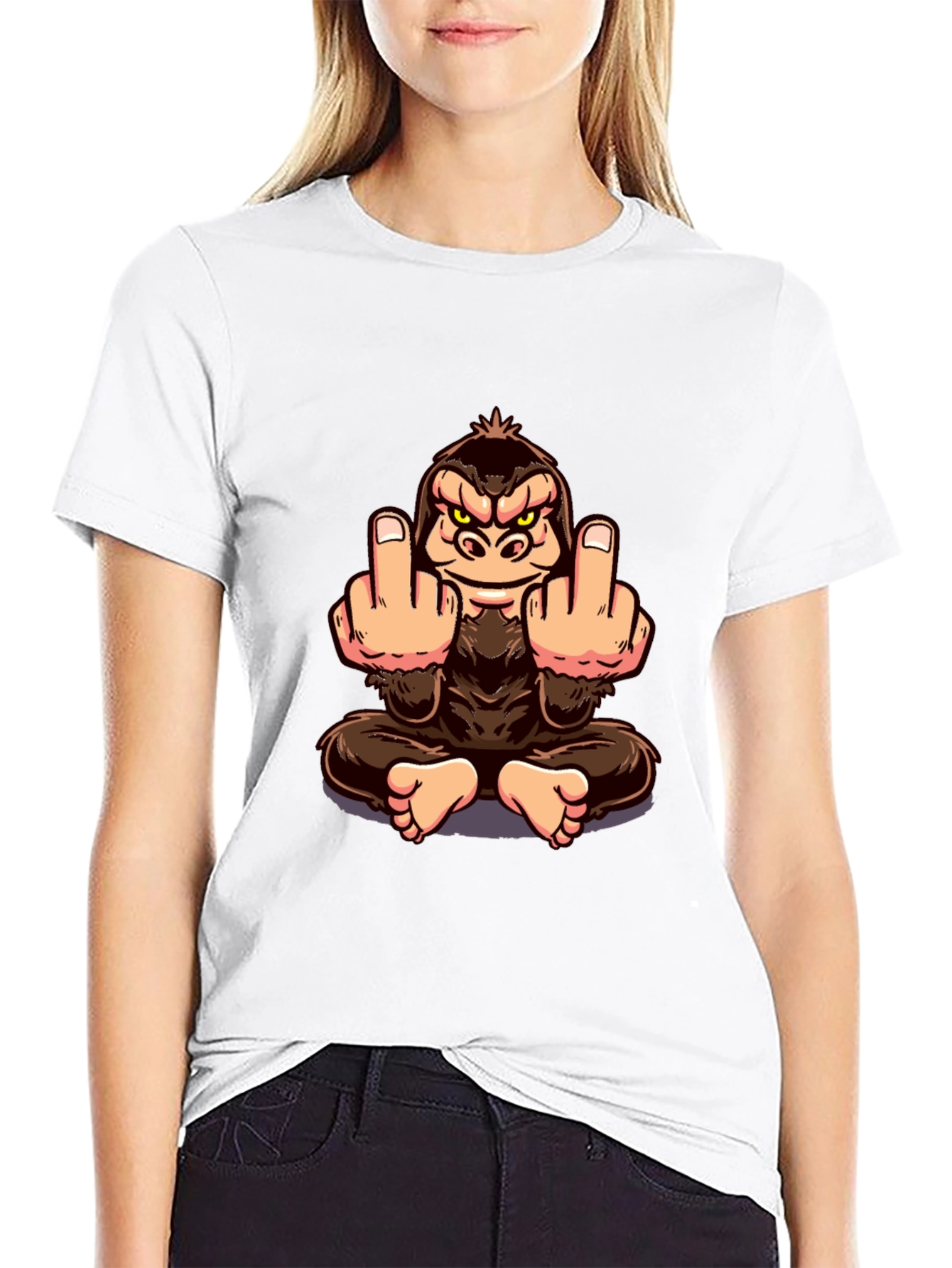 Black Rude Monkey Graphic Tee - Black Crew Neck T-Shirt view 9