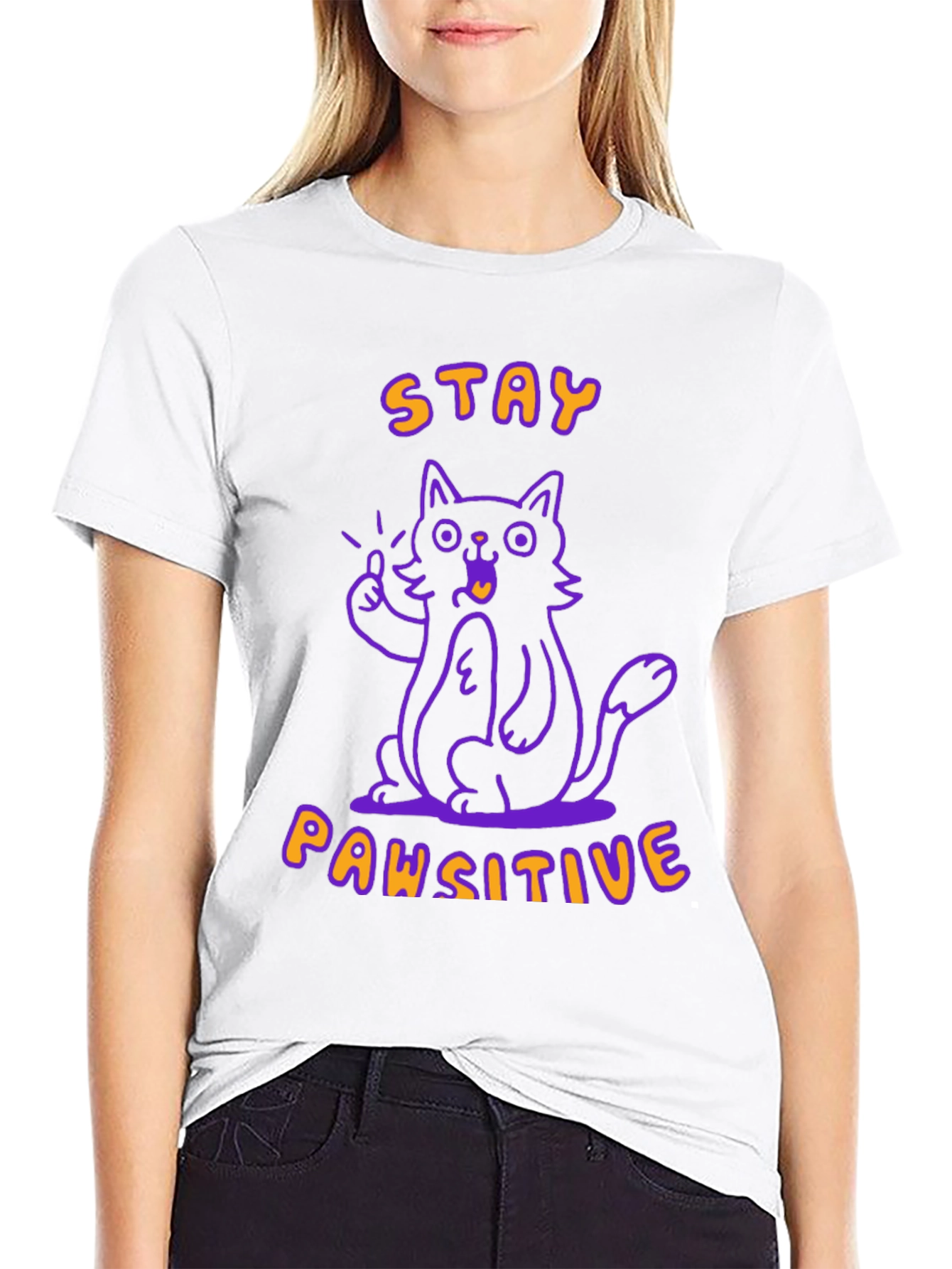Black Stay Pawsitive Black T-Shirt view 9