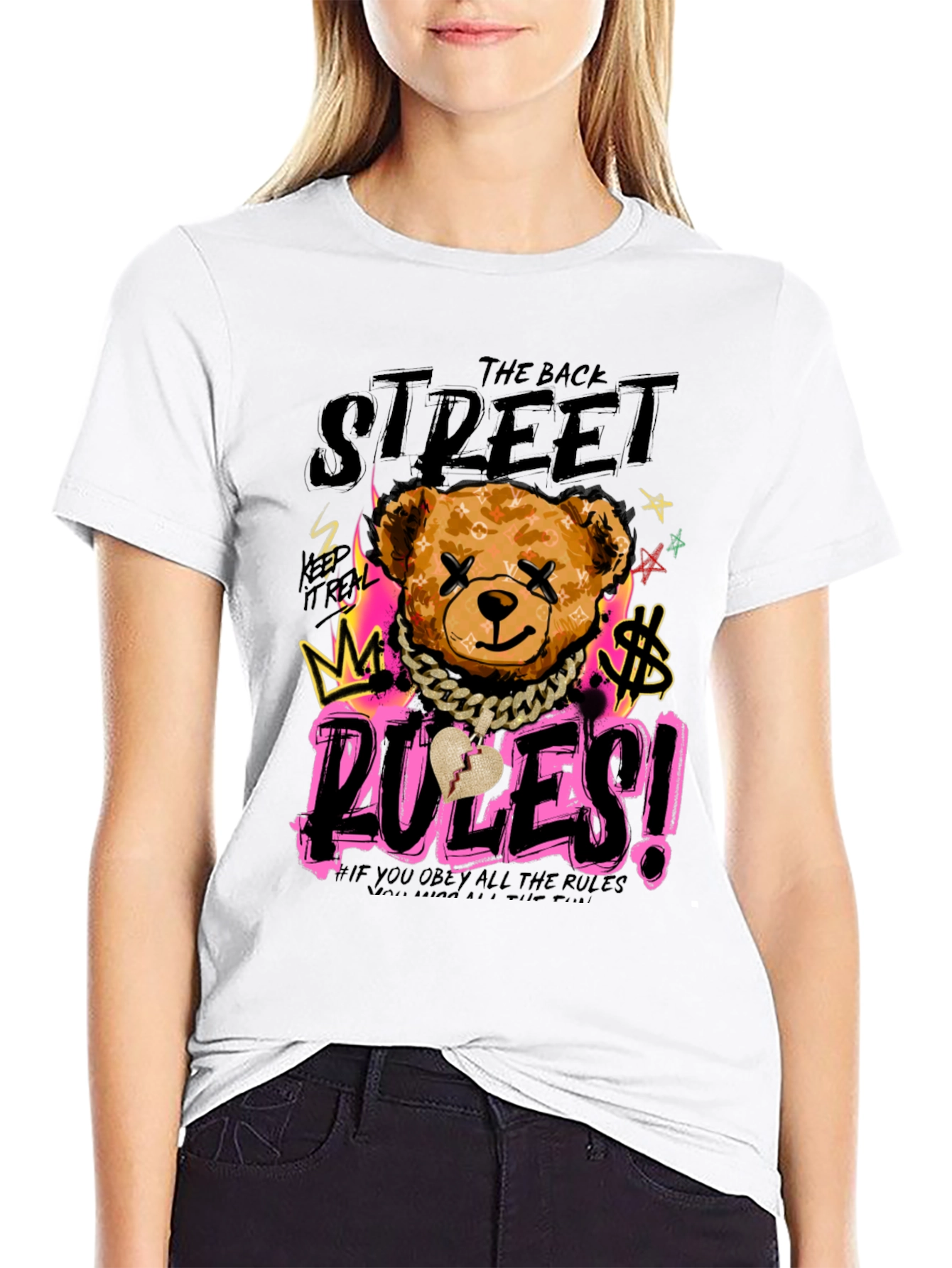 Black Street Rules Graphic Print Crew Neck T-Shirt view 9