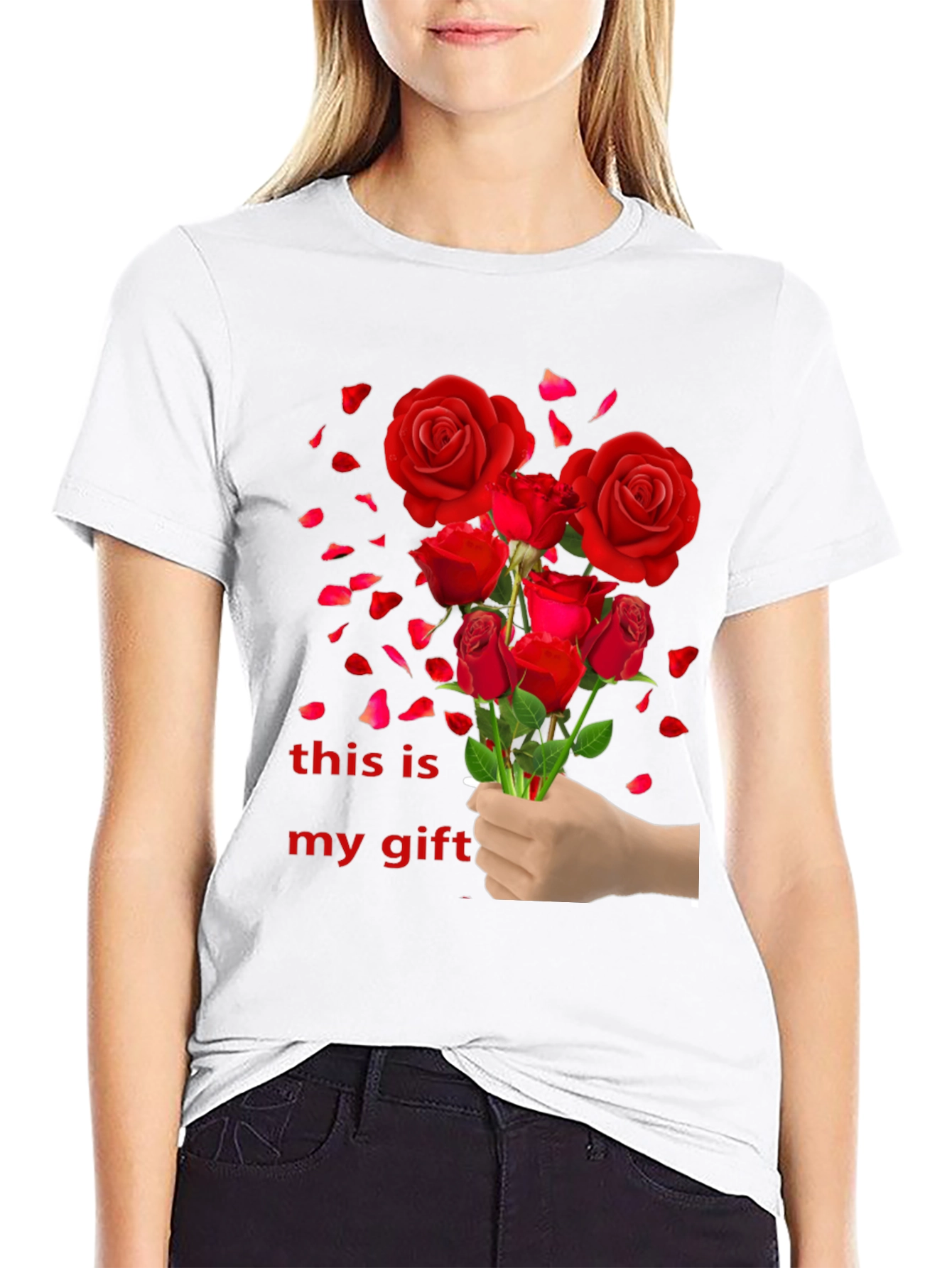 Black Red Roses Gift T-Shirt view 9