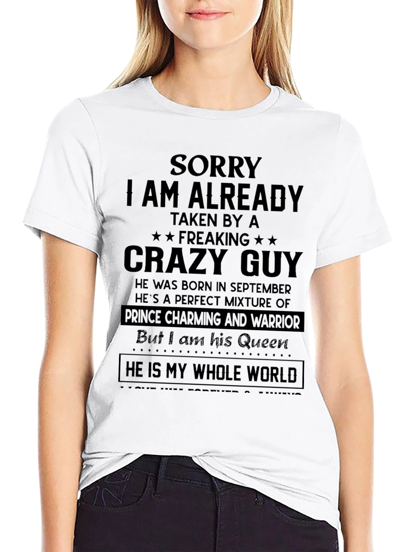 Black Crazy Guy Taken T-Shirt - September Born view 9