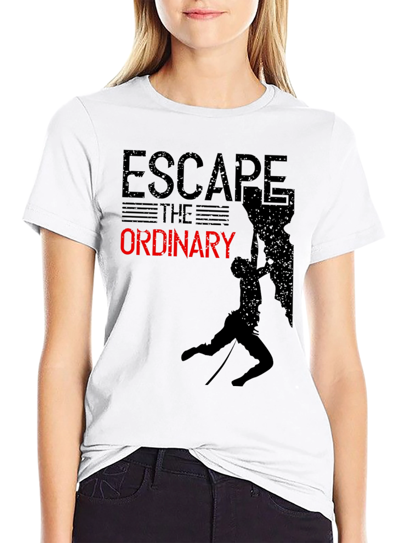 Black Escape the Ordinary Graphic Tee - Climbing Adventure view 9