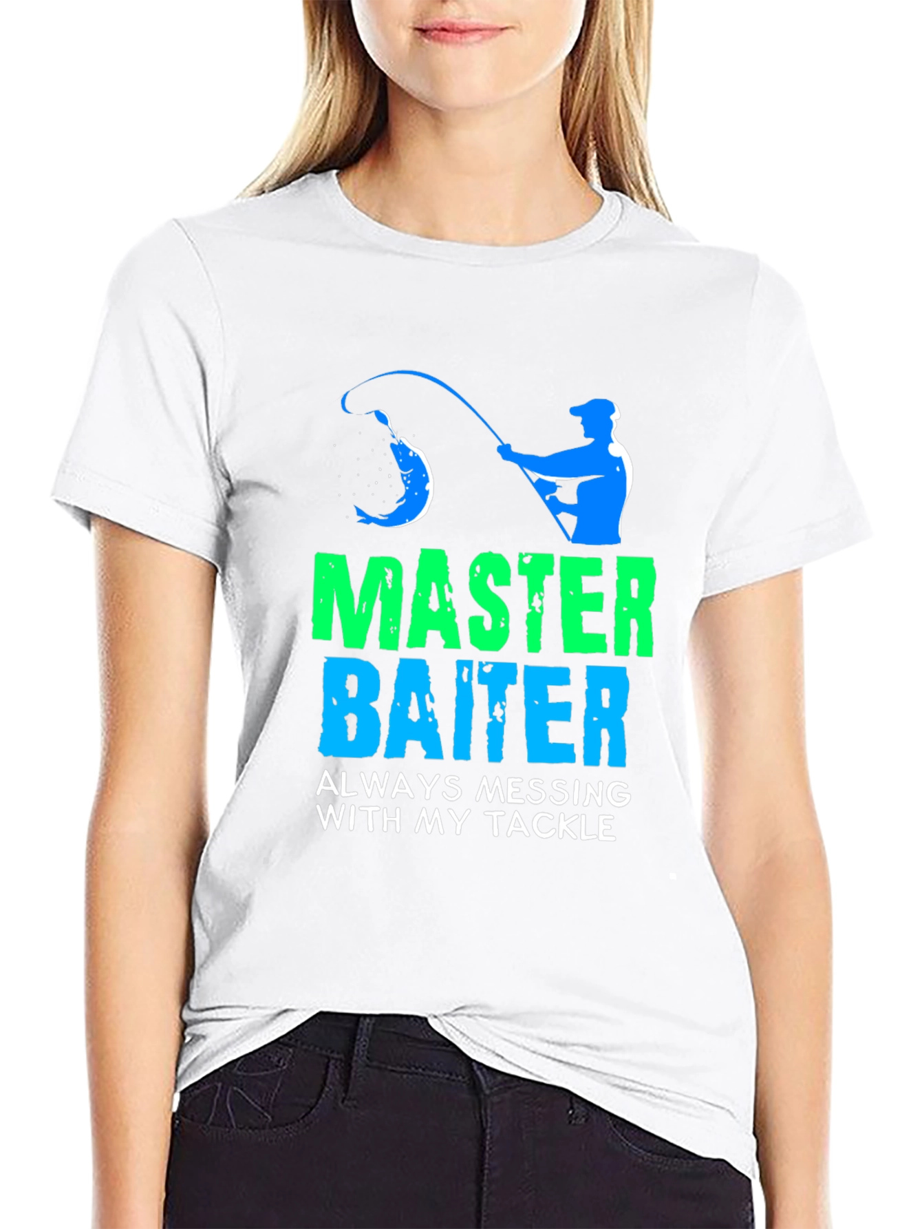 Black Master Baiter Fishing T-Shirt - Funny Angler Design view 9