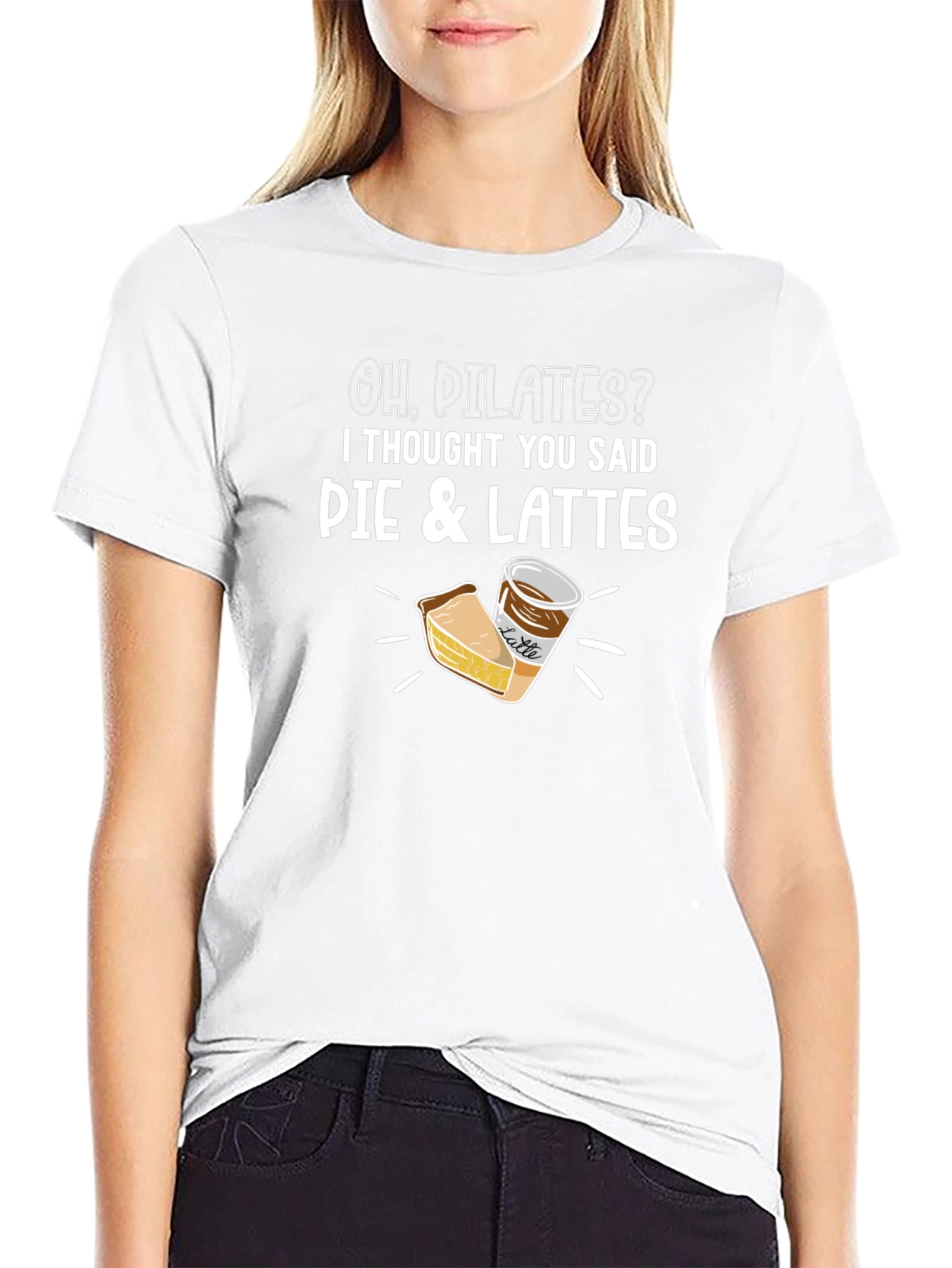 Black Pie & Lattes Graphic Tee - Funny Pilates Misunderstanding view 9