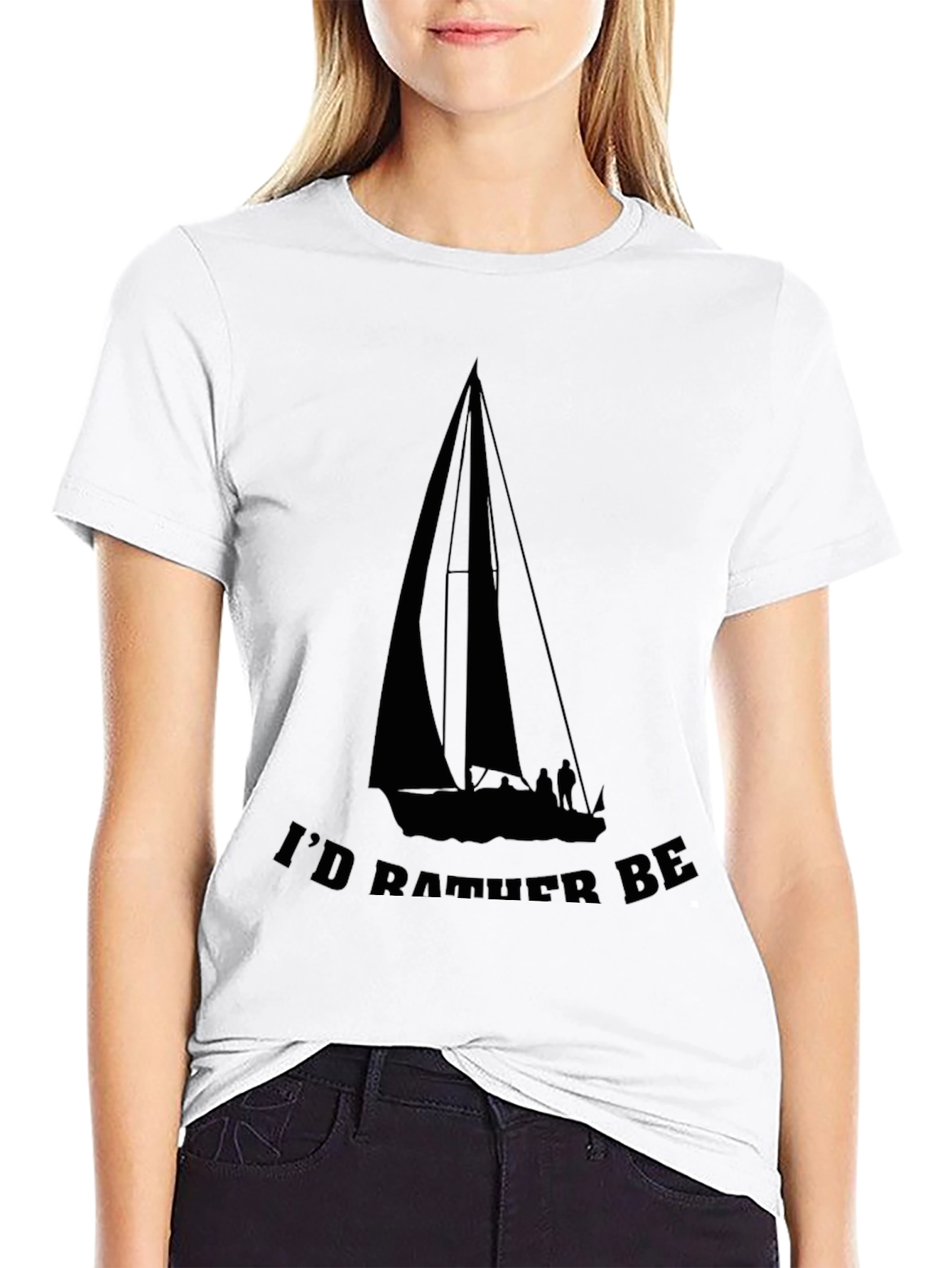 Black Sailboat T-Shirt - I'd Rather Be Sailing view 9