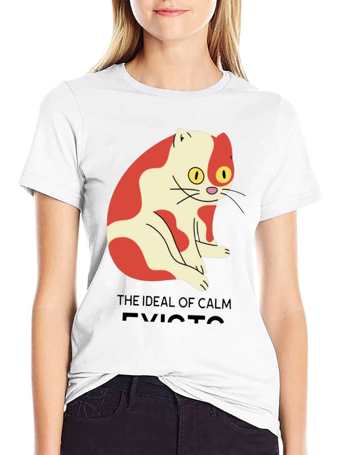 Men's "Ideal of Calm Exists" Cat Graphic T-Shirt - 9