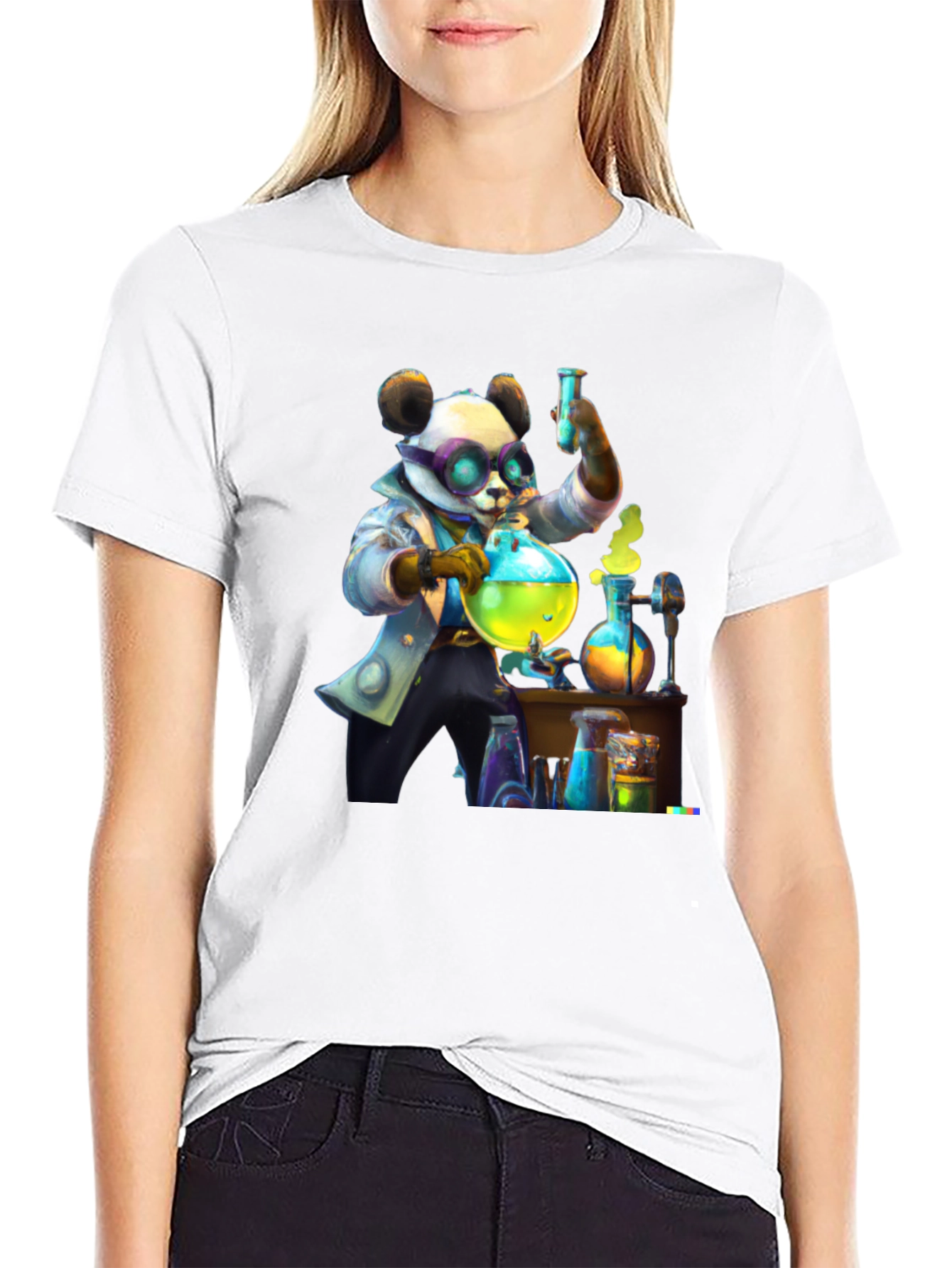 Black Mad Scientist Panda T-Shirt view 9