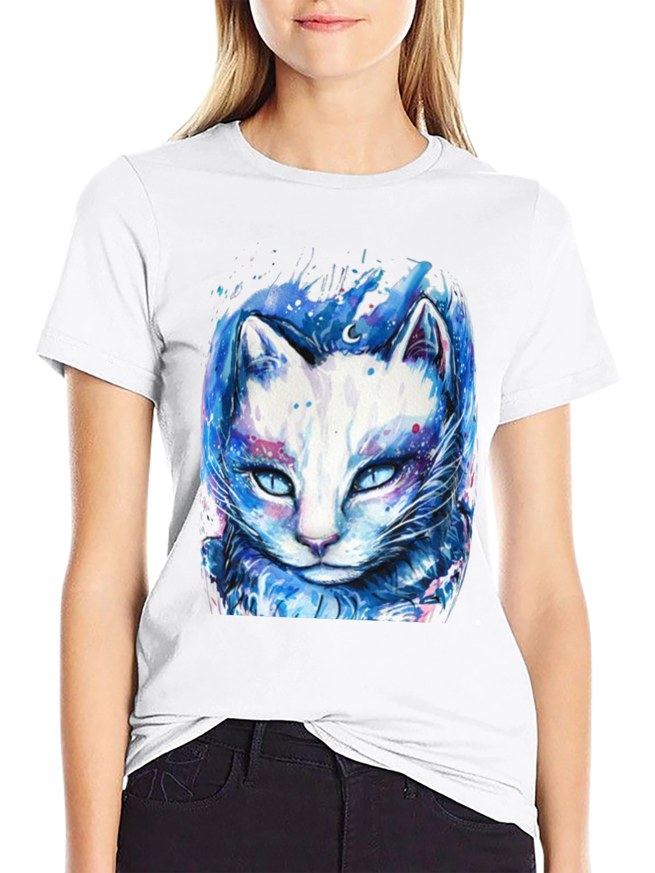 Black Cosmic Cat Graphic Tee - Black T-Shirt view 9