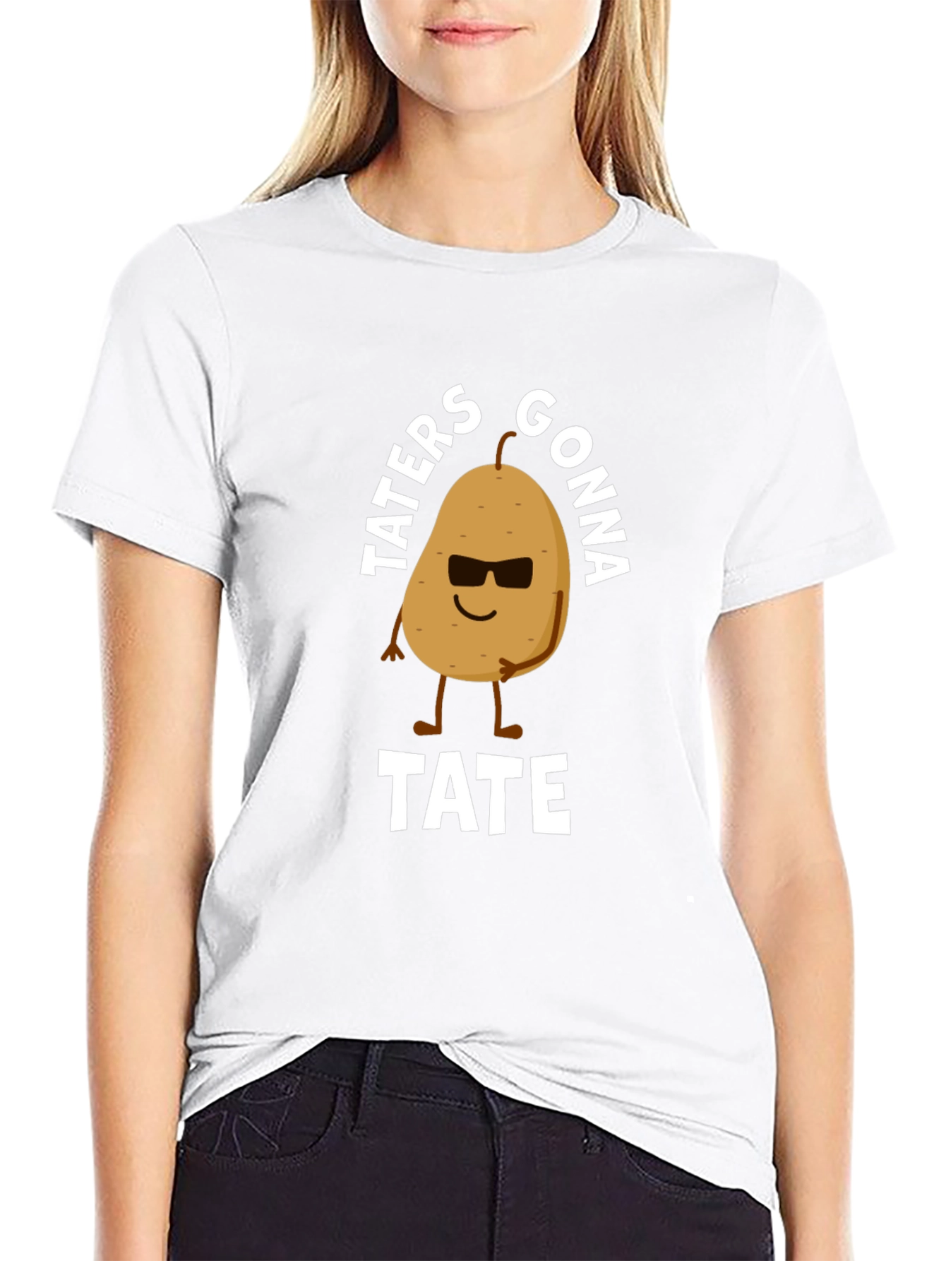 Black Taters Gonna Tate Funny Potato Graphic T-Shirt view 9