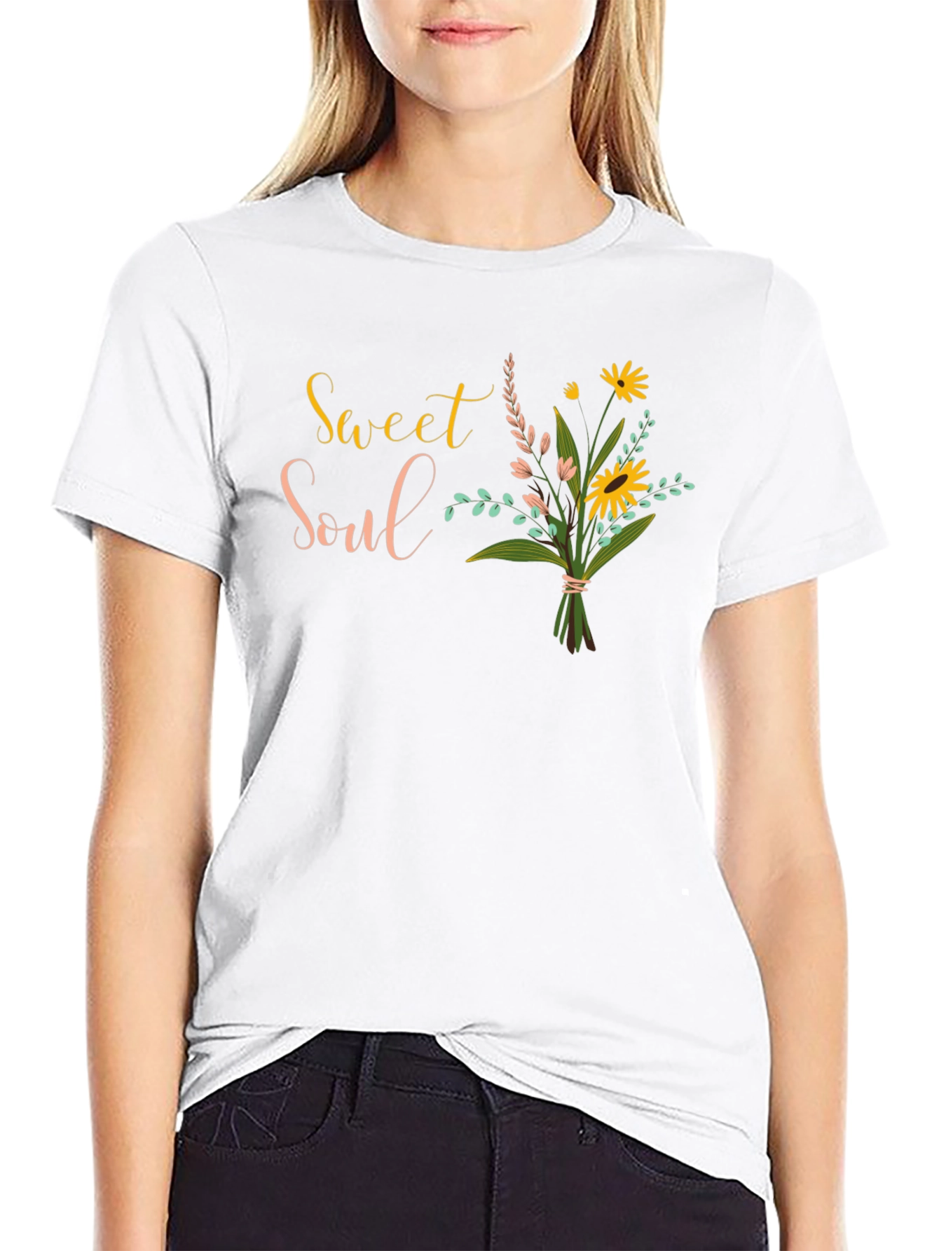 Black Sweet Soul Floral Graphic Black T-Shirt view 9