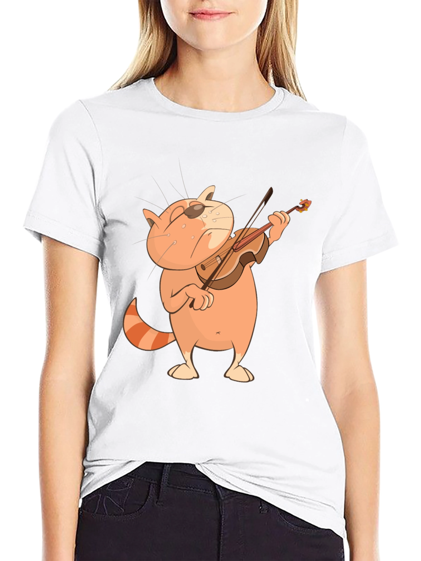 Black Cat Violinist Graphic Tee view 9