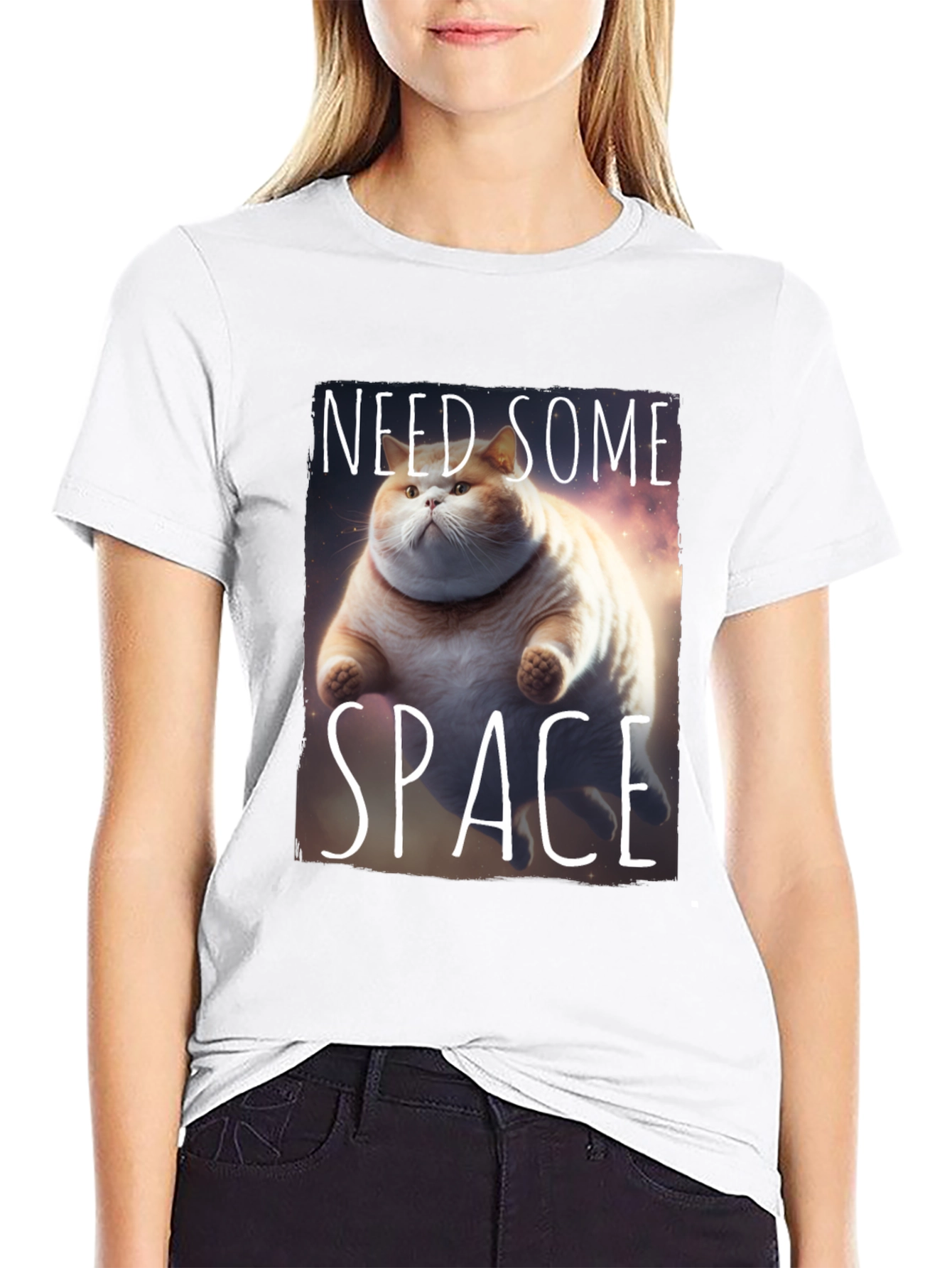 Black Need Some Space Cat T-Shirt view 9