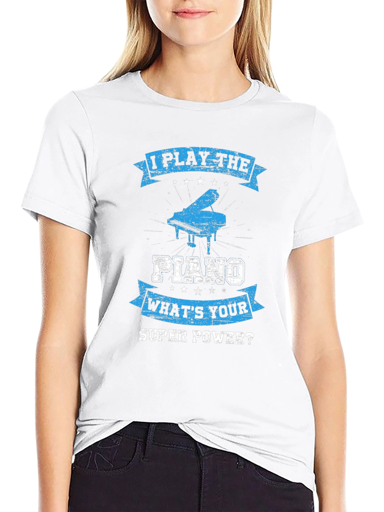 Black I Play The Piano T-Shirt: What's Your Super Power? view 9