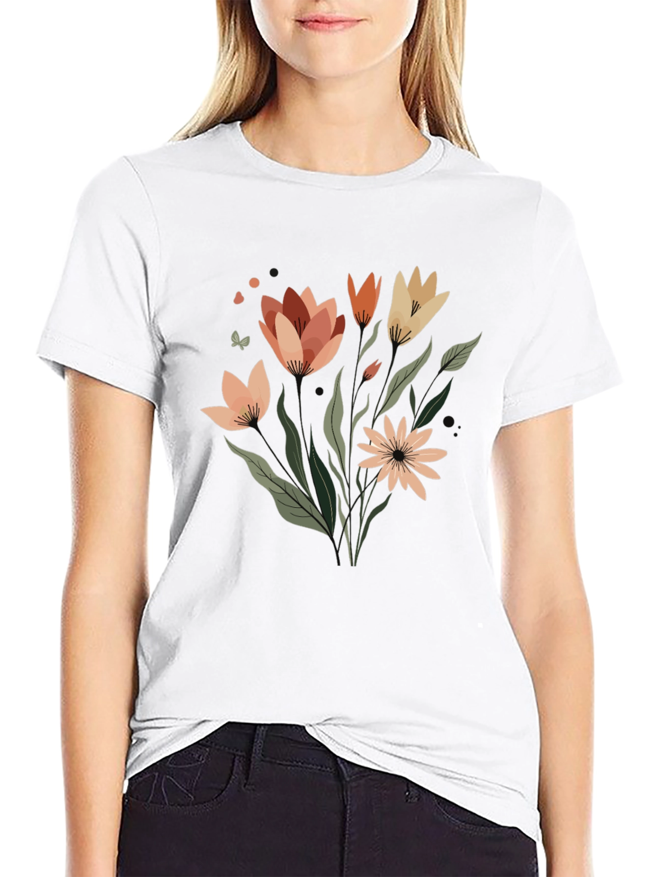 Floral Graphic Tee - Artistic Comfort - 9