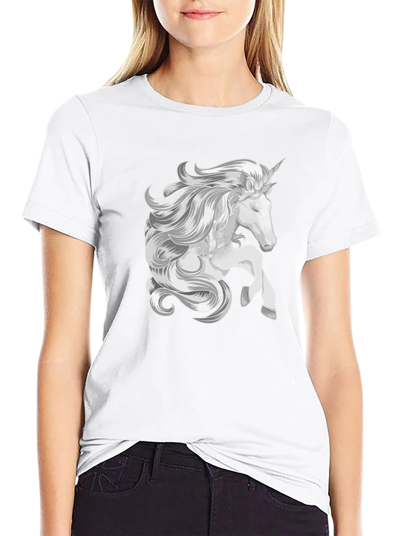 Black Unicorn Graphic Black T-Shirt - Fantasy Style view 9