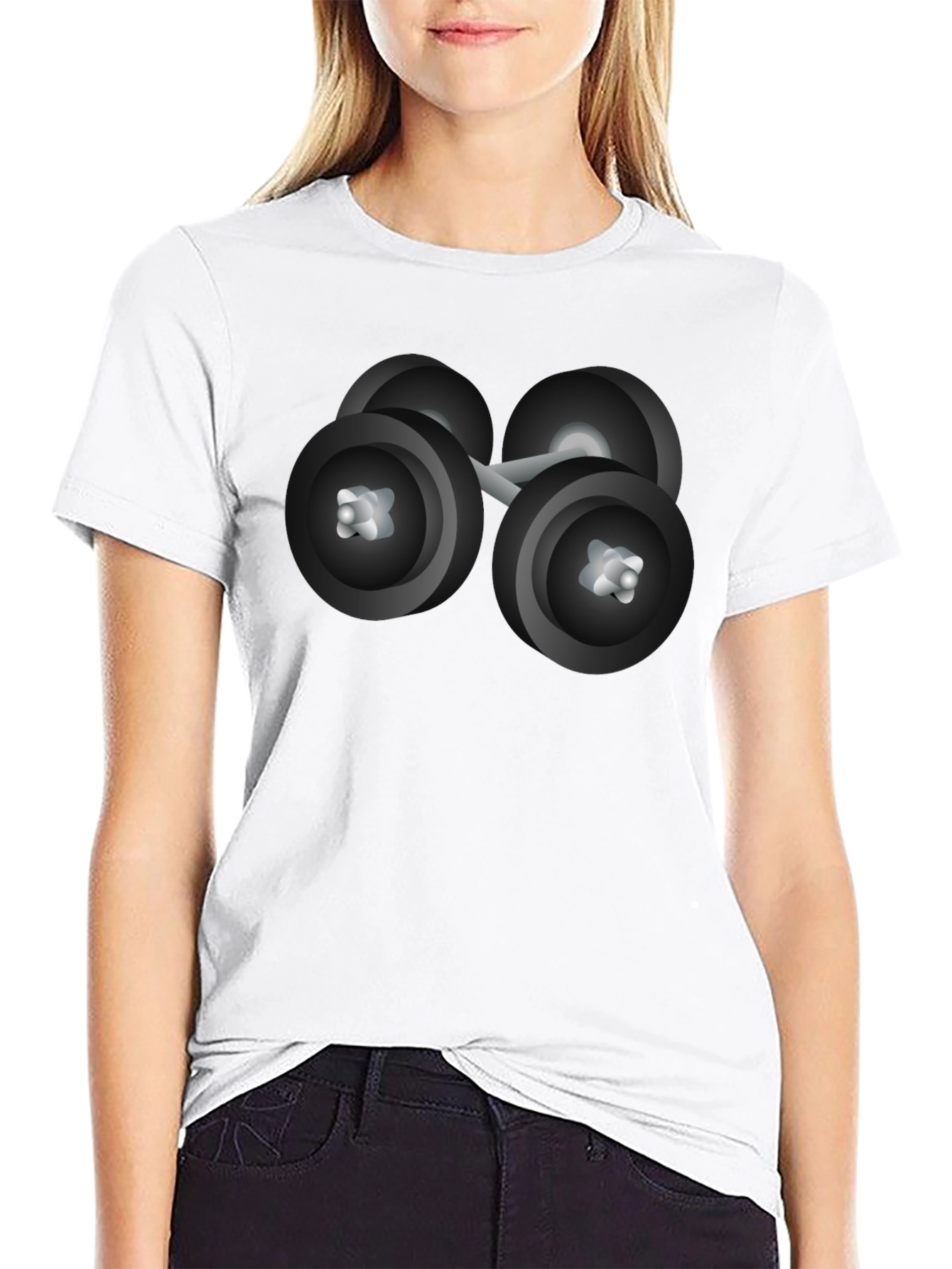 Black Dumbbell Graphic Tee - Fitness Lover's Black T-Shirt view 9