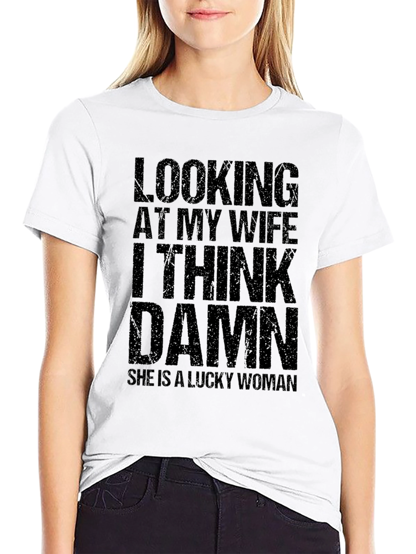 Black Funny "Looking At My Wife" Graphic T-Shirt view 9