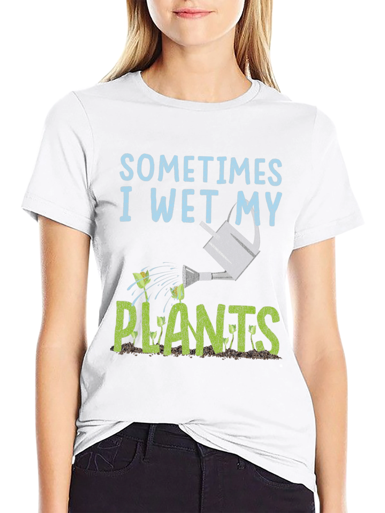Black Funny Gardening T-Shirt - I Wet My Plants view 9