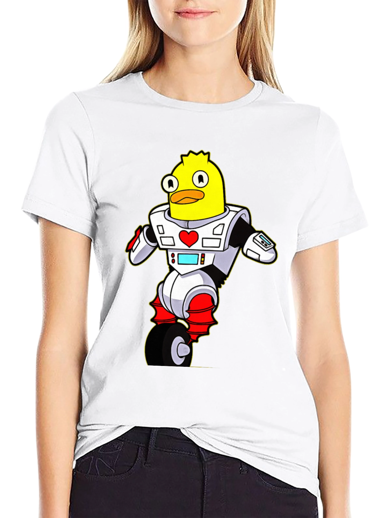 Black Robot Duck T-Shirt - Sci-Fi Cartoon Tee view 9