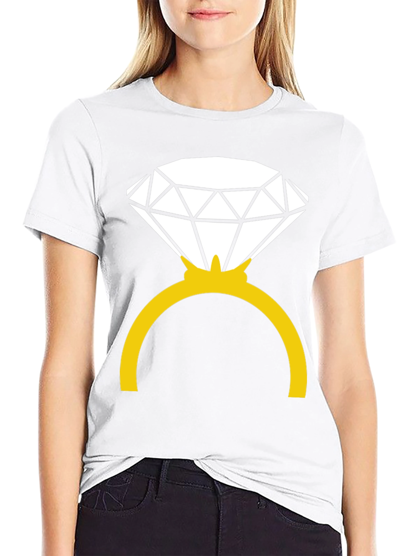Black Diamond Ring Graphic Tee - Black Cotton Blend view 9