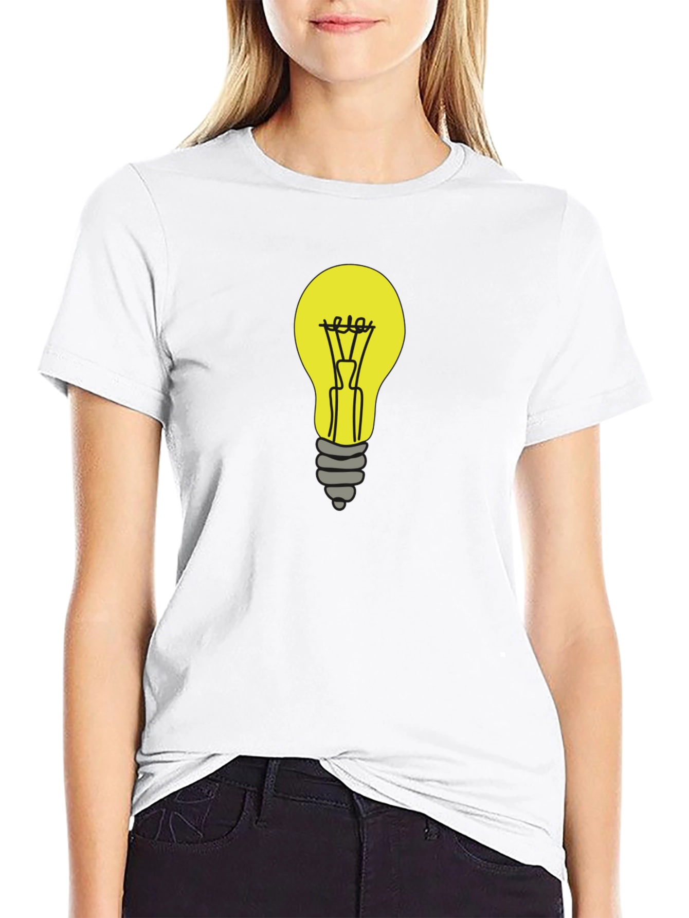Black Light Bulb Graphic Tee - Black Cotton T-Shirt view 9