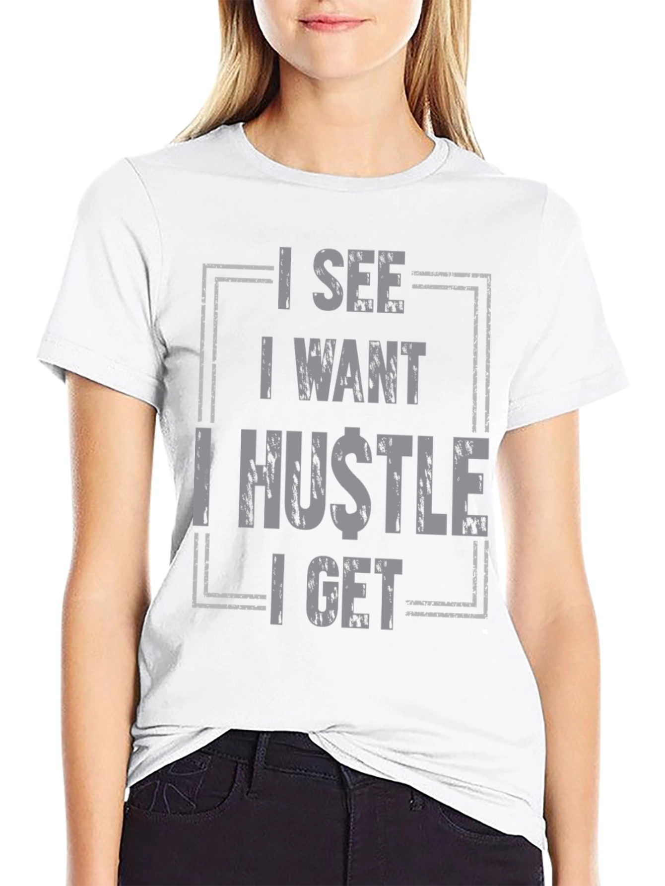 Black I See I Want I Hustle I Get Graphic Tee - Black view 9