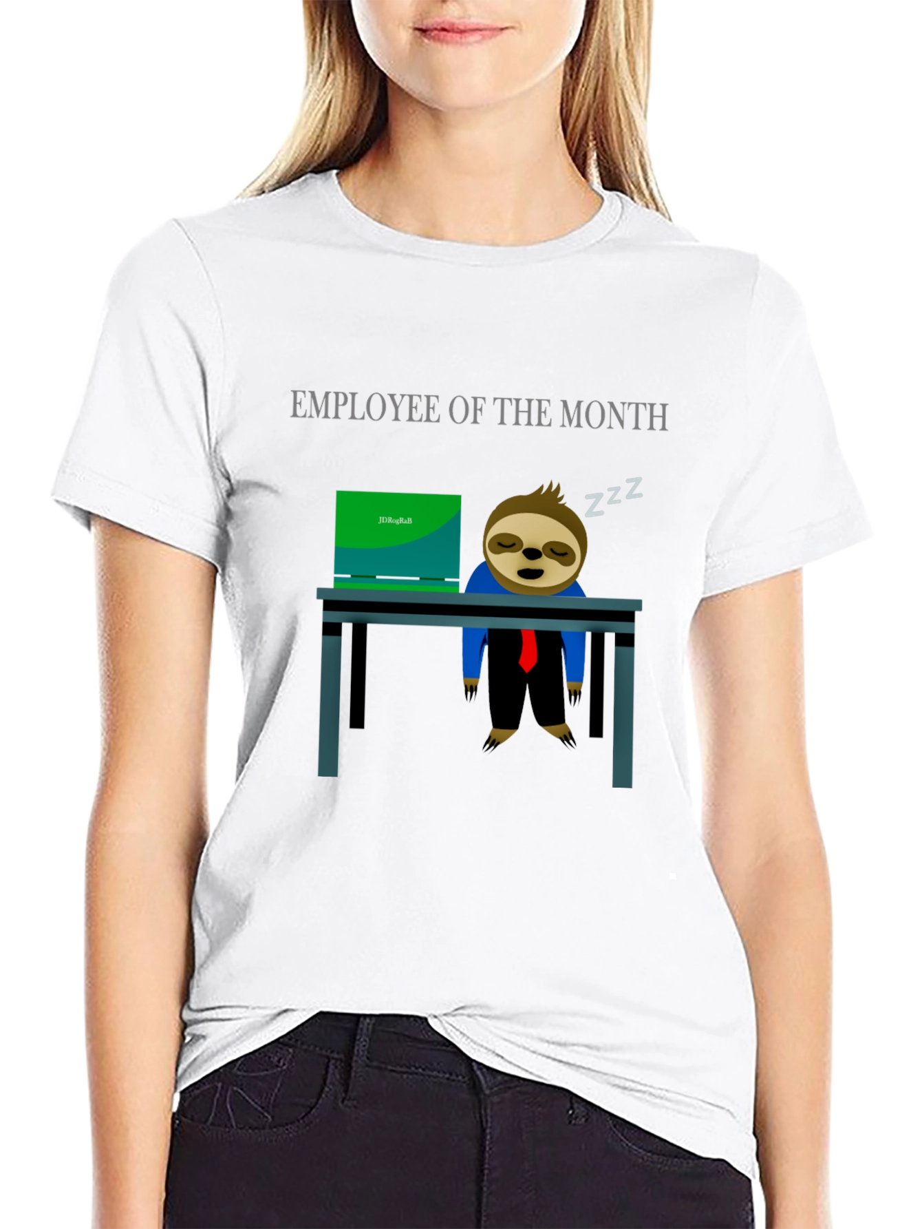 Black Employee of the Month Sloth T-Shirt - Funny Office Tee view 9