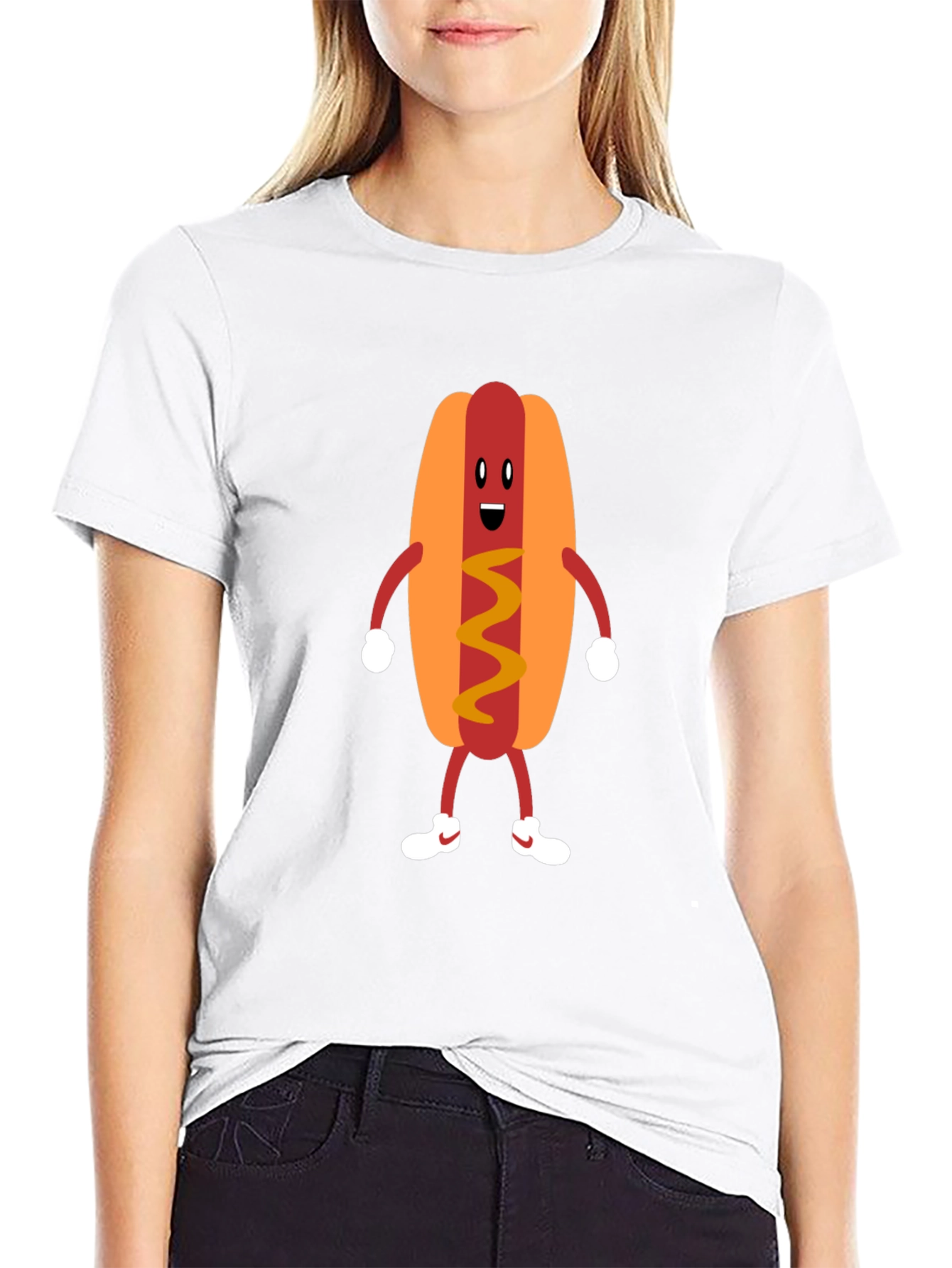 Black Funny Hot Dog Graphic Tee - Unisex Black T-Shirt view 9
