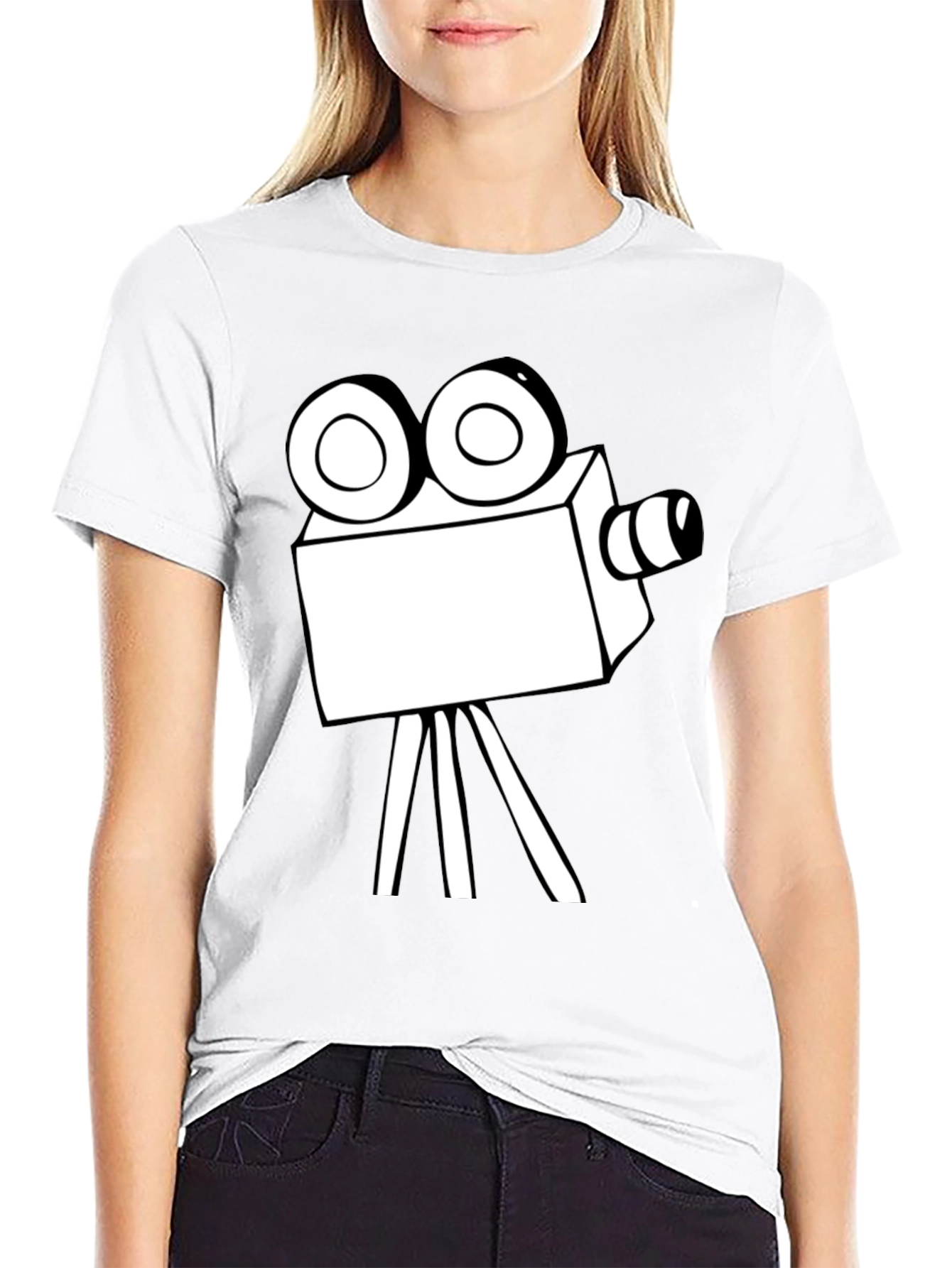 Black Retro Movie Camera Graphic T-Shirt view 9