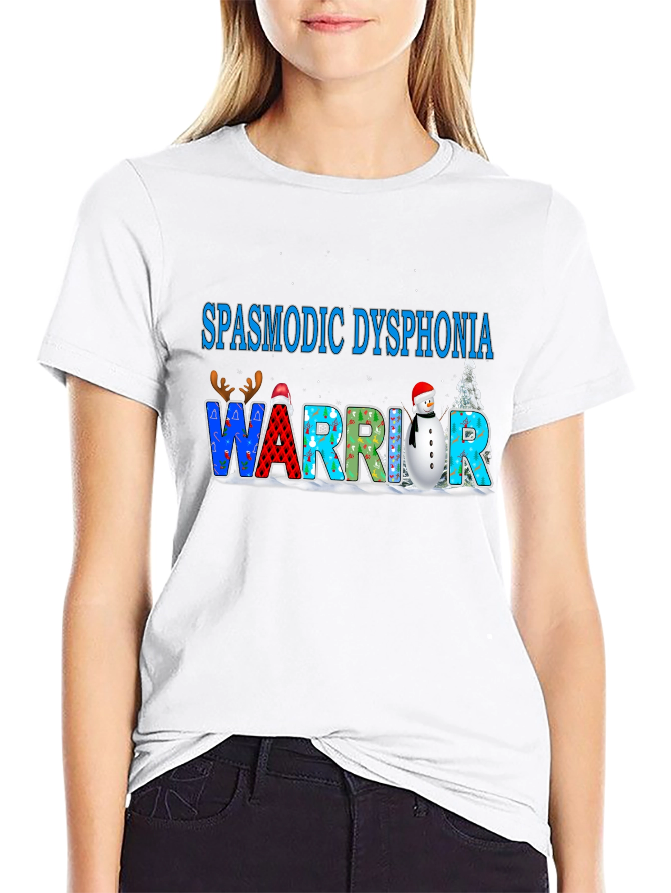 Black Spasmodic Dysphonia Warrior T-Shirt view 9