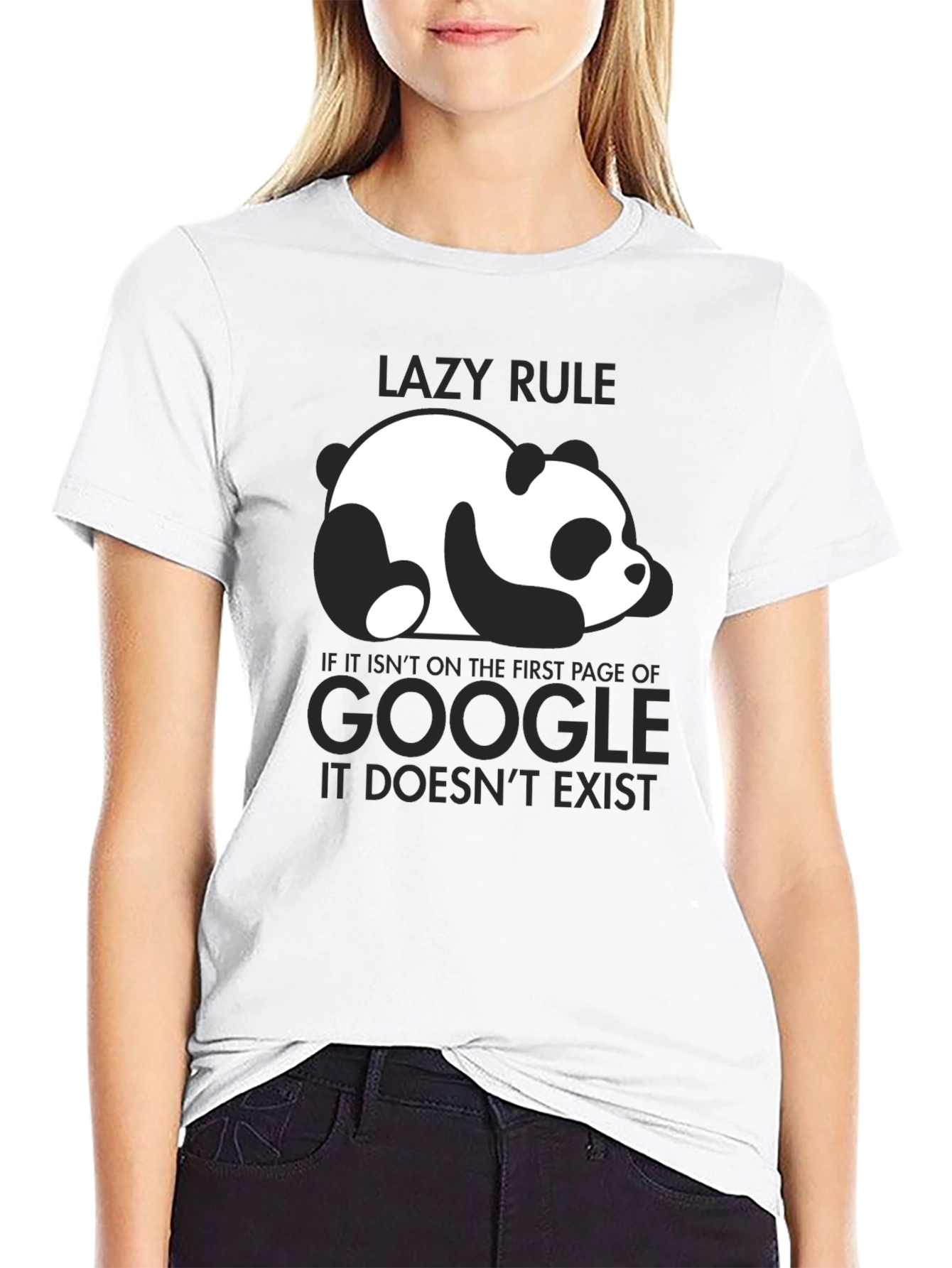 Black Lazy Rule Panda Google T-Shirt view 9