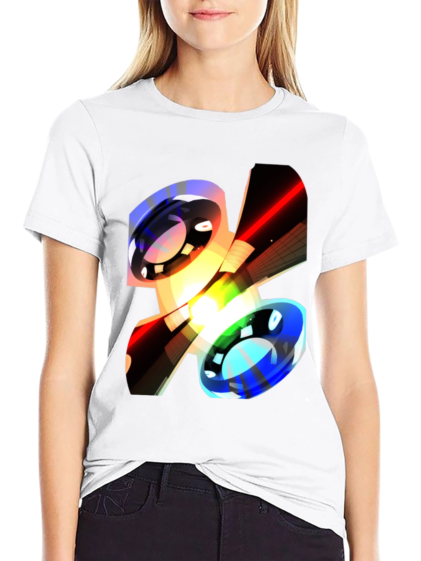 Black Abstract Graphic Print Black Casual T-Shirt view 9